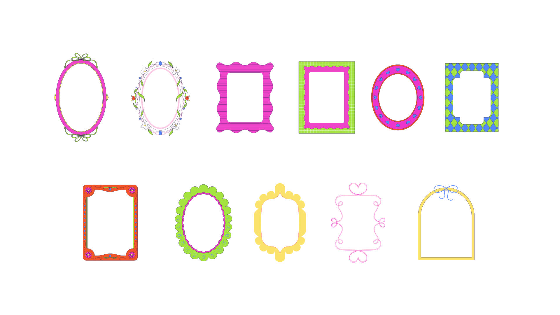 Colorful Decorative Animated Retro Frame Overlay Set