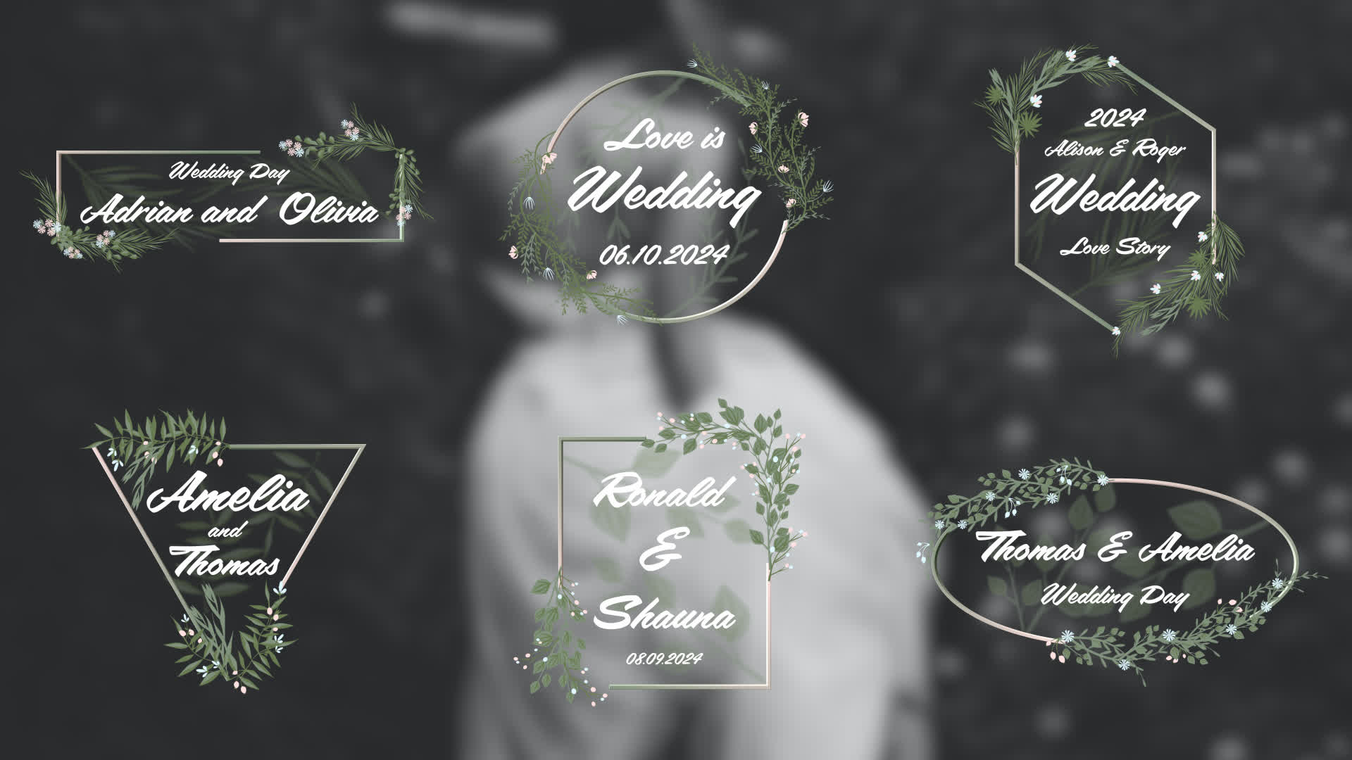 Colorful Flowering Vine Wedding Titles