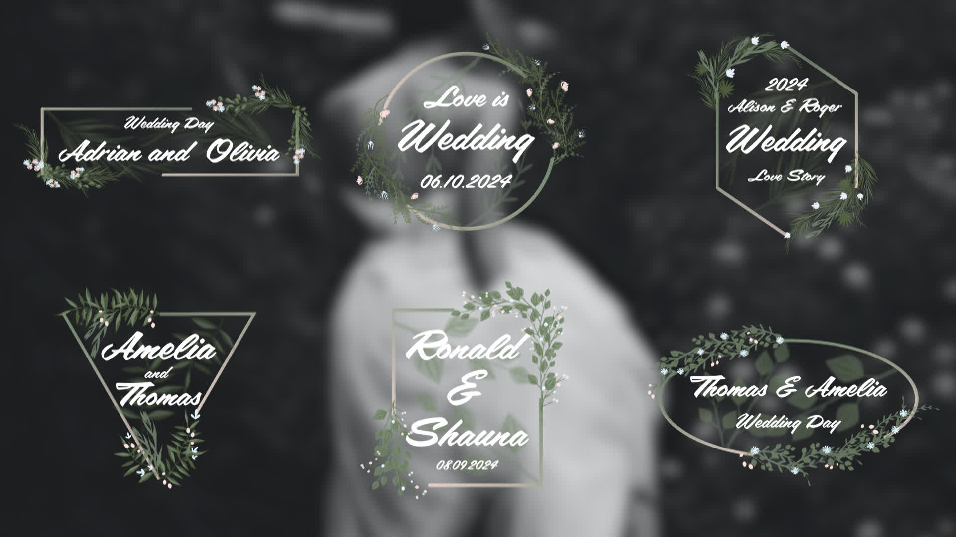 Colorful Flowering Vine Wedding Titles