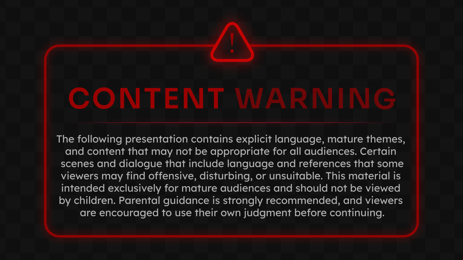 Content Warning Blinking Title Screen Animation