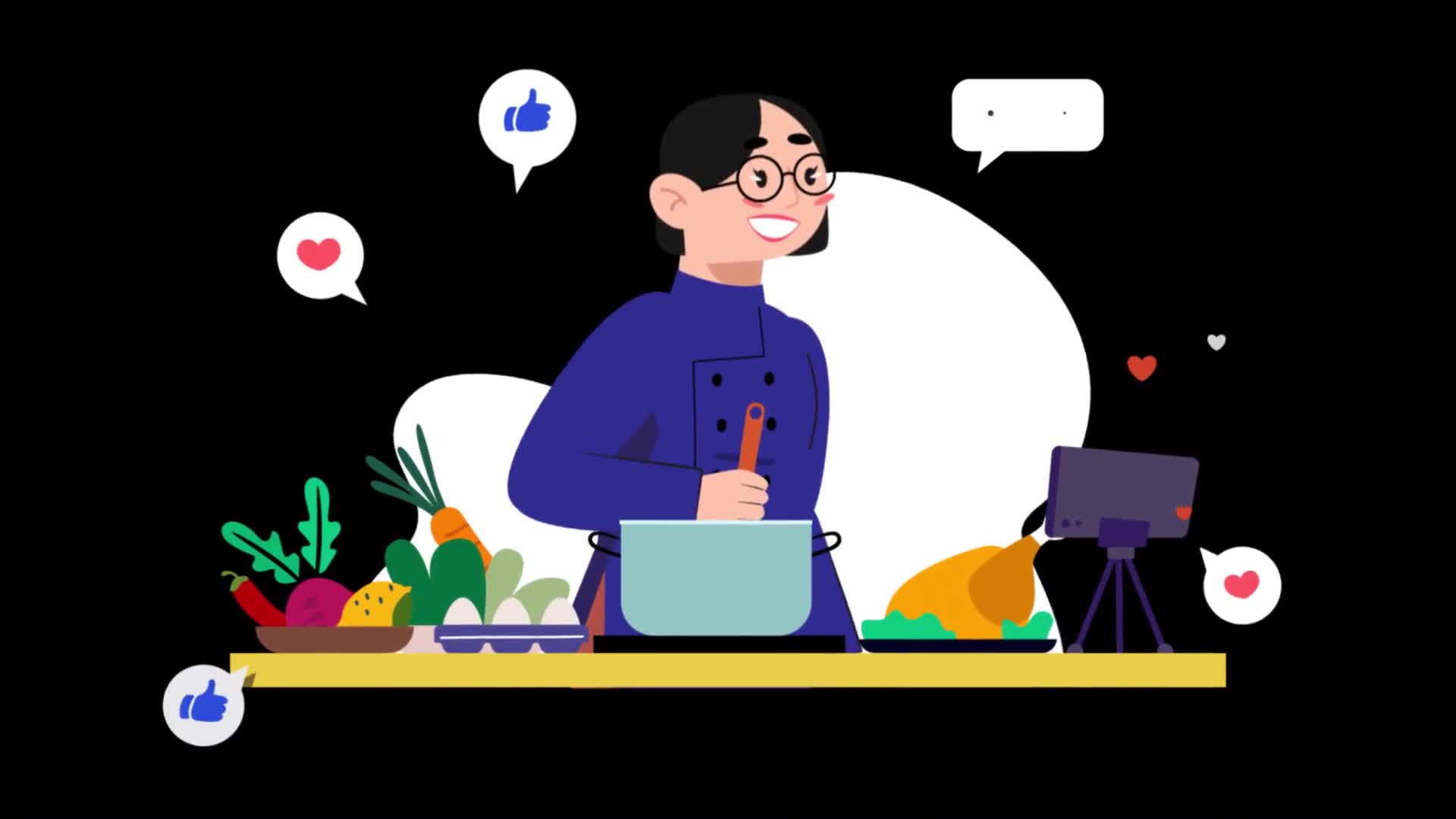 Cooking Influencer Girl Recording A Live Session On Alpha