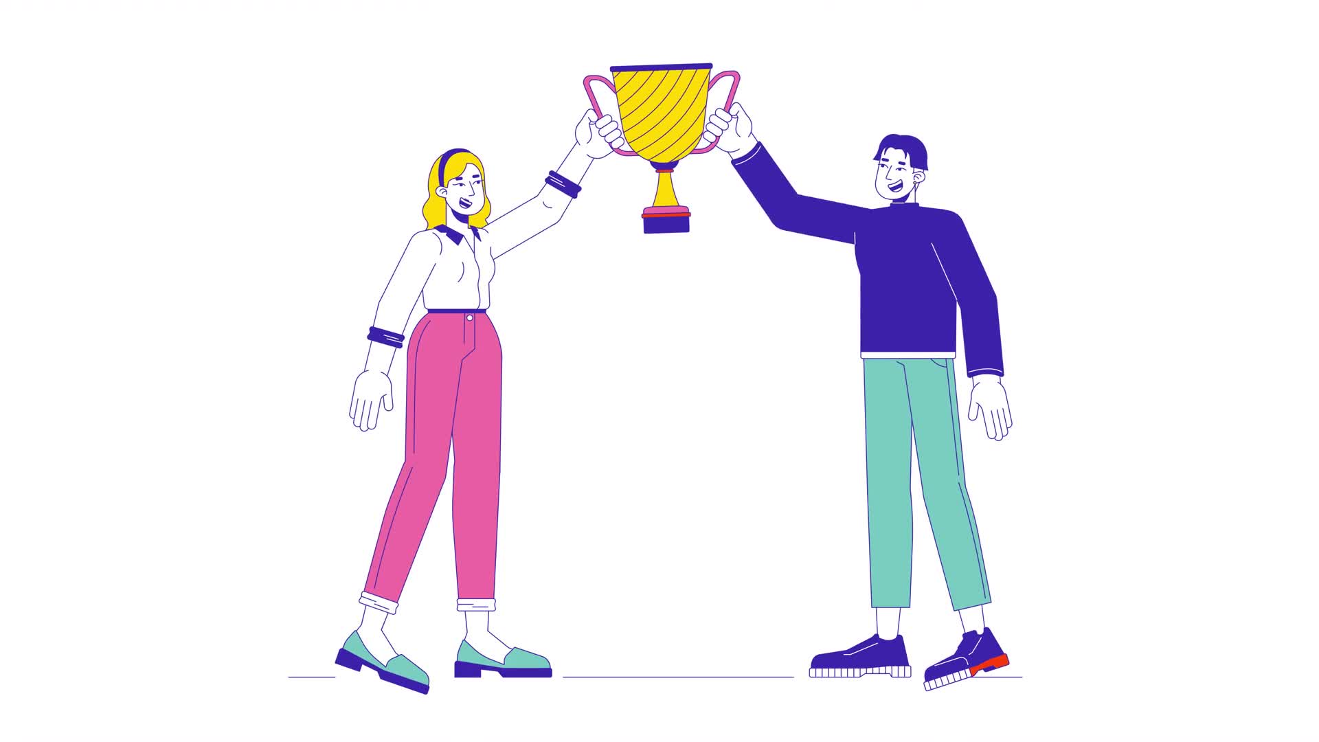Couple Celebrating Trophy On Alpha