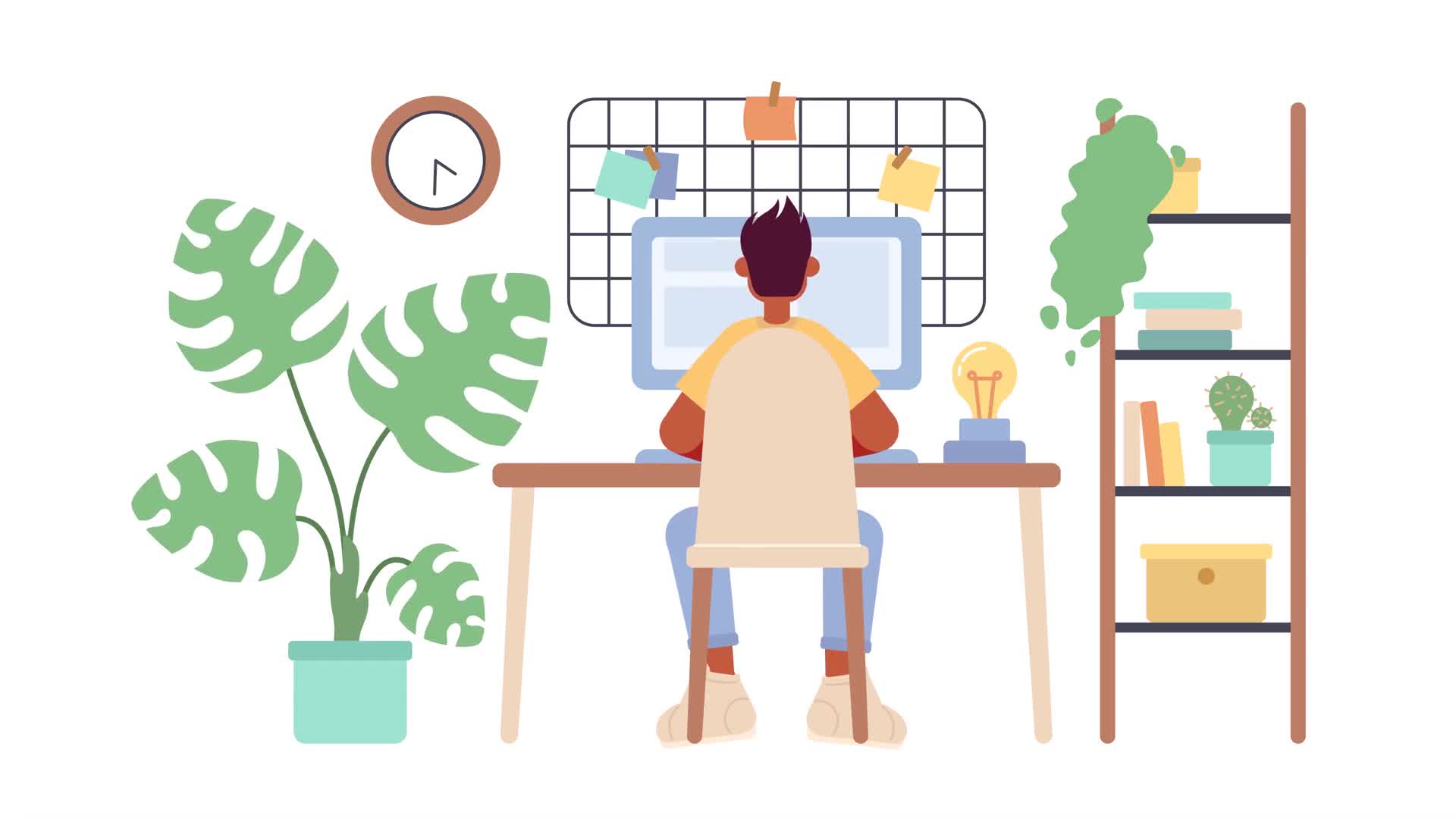 Cozy home office setup freelancer