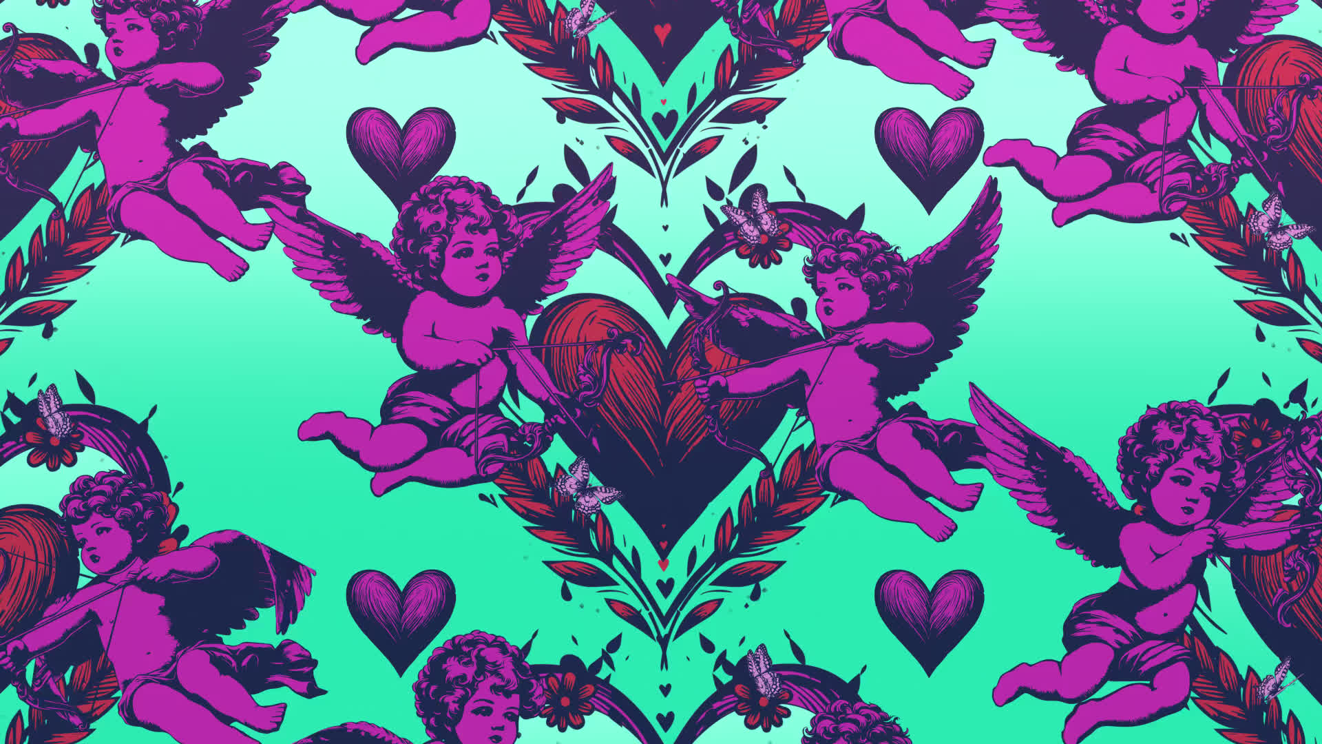 Cupid And Love Heart Background