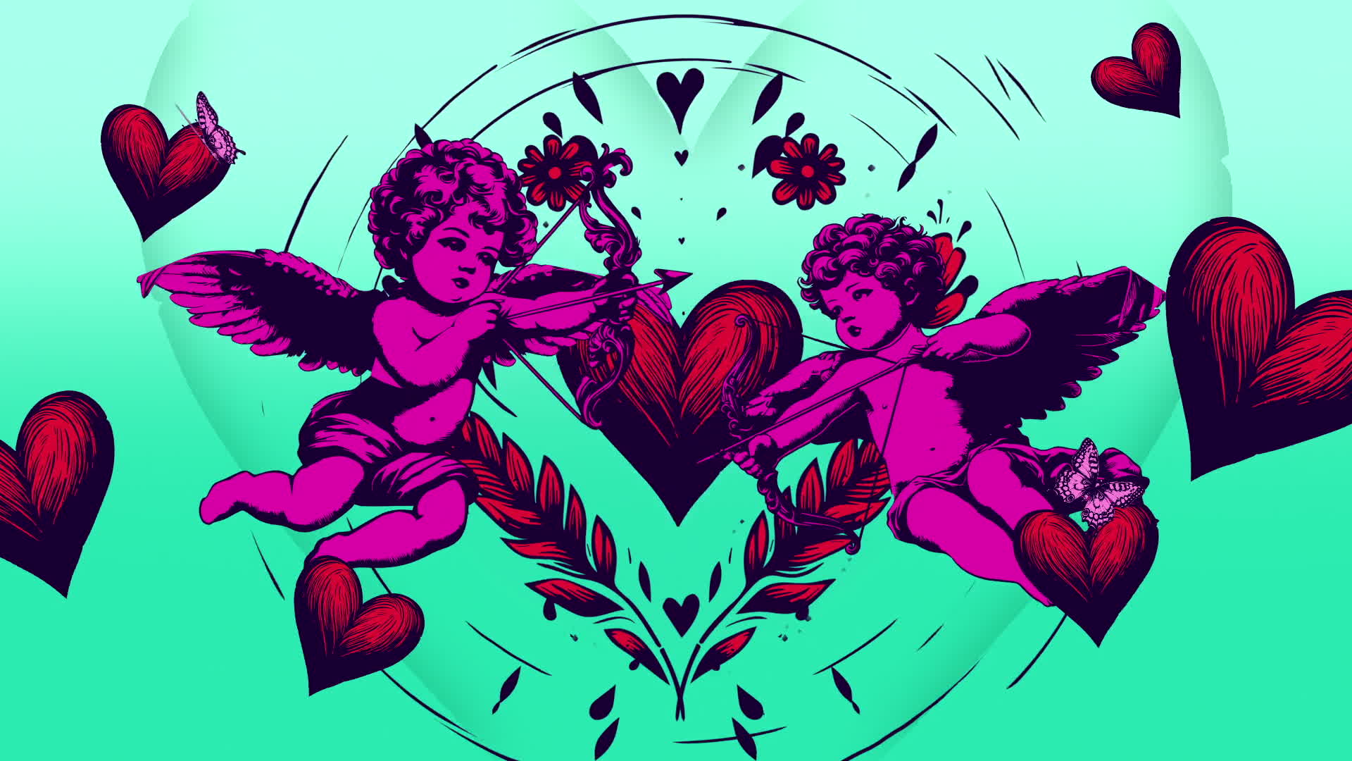 Cupid And Love Hearts