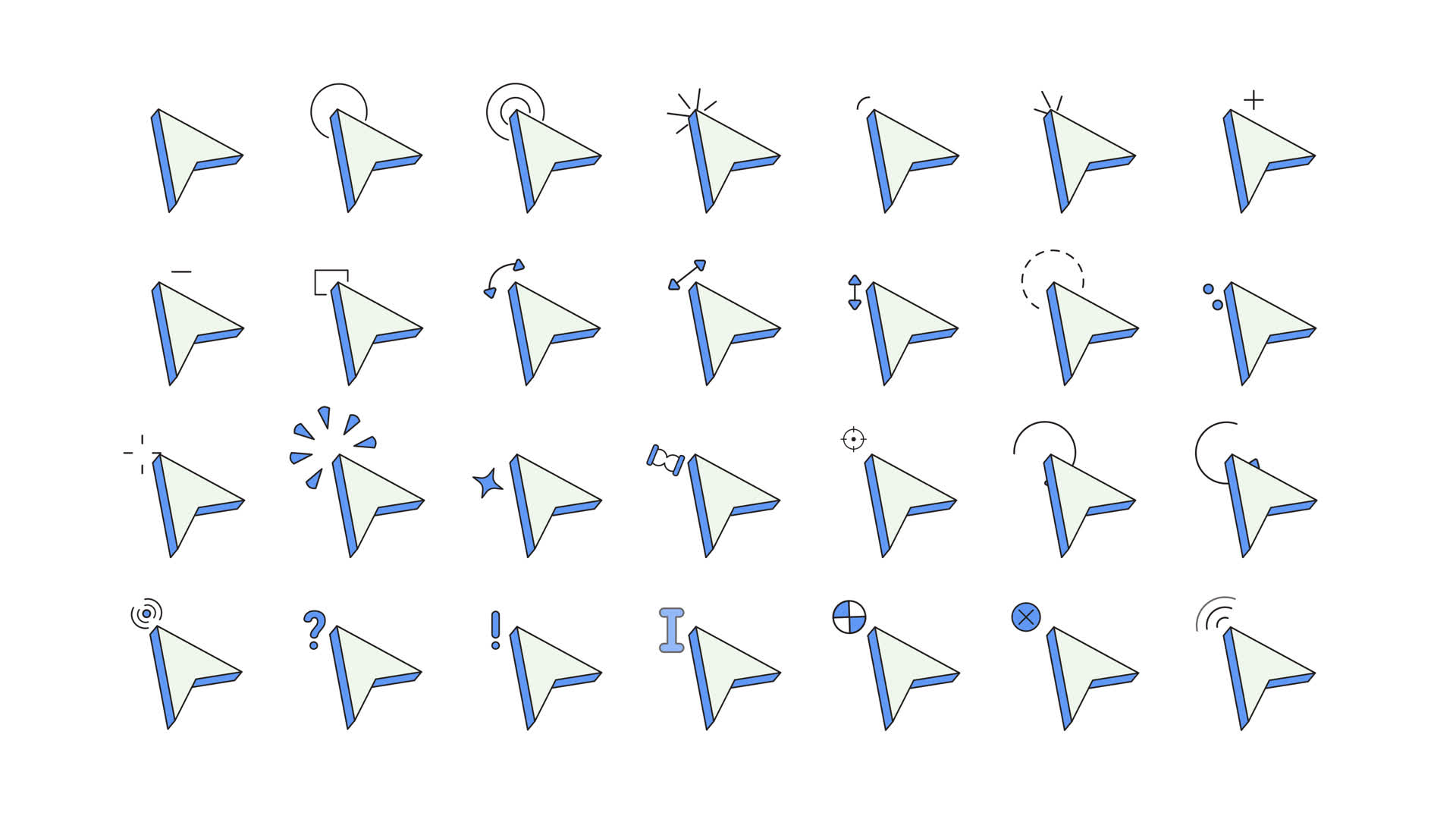 Cursor Pointer Neubrutalism UI Elements Set