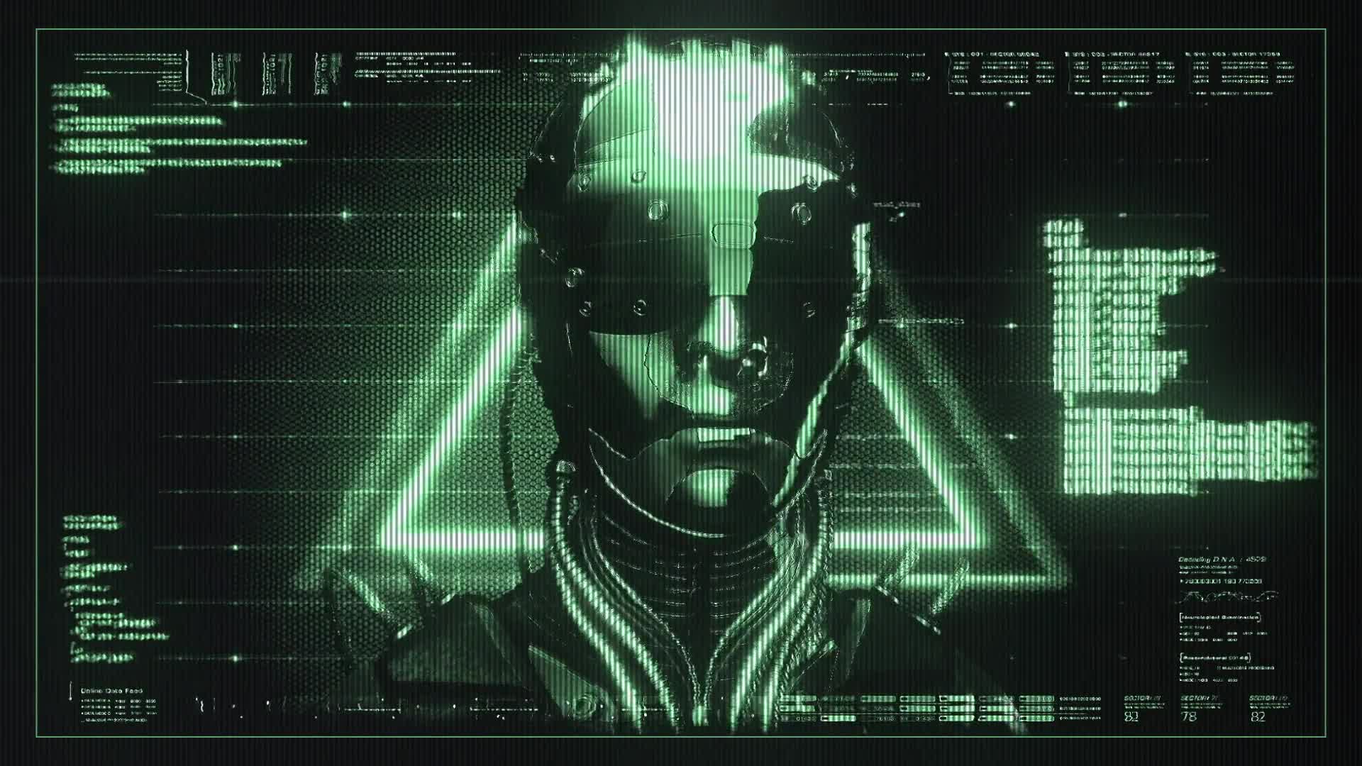Cyberpunk Green Digital Data Screen