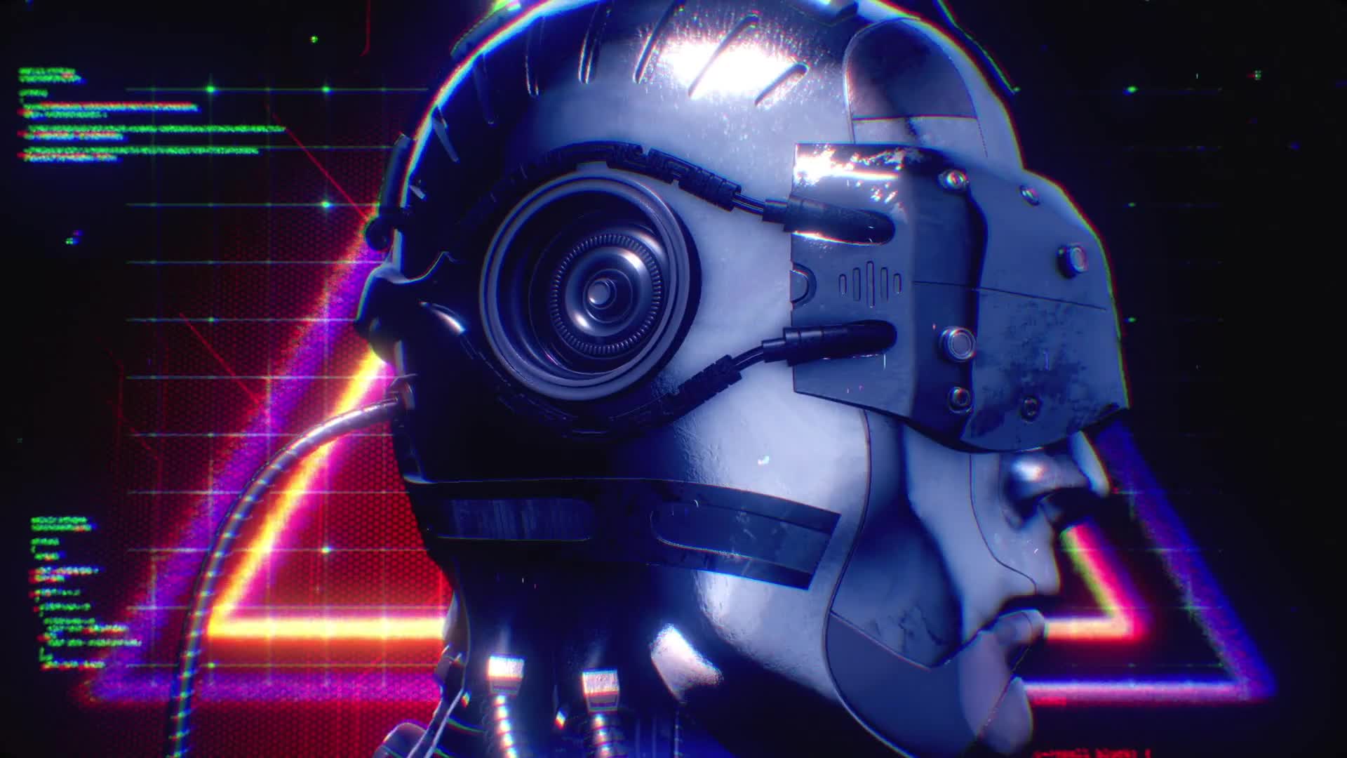 Cyberpunk Helmet Digital Screen