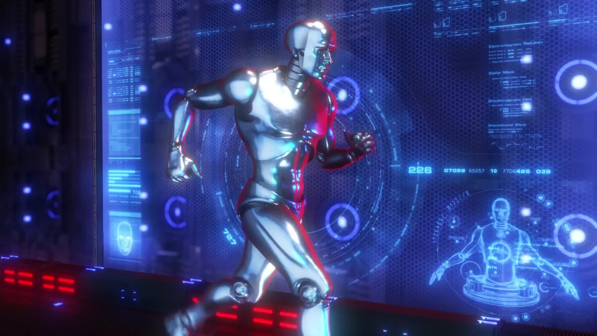 Cyborg Running On Treadmill