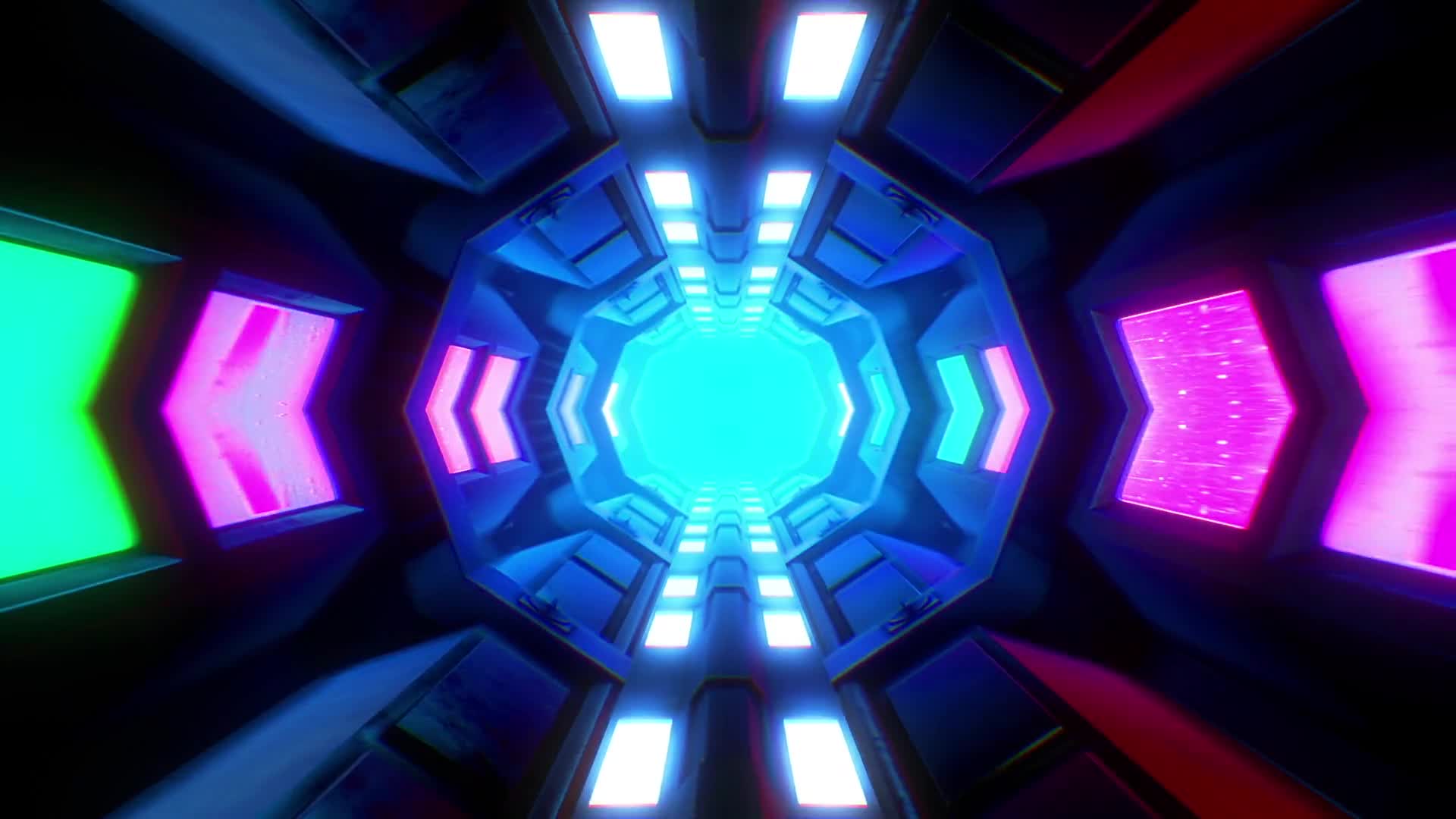 Dark Futuristic Neon Hallway