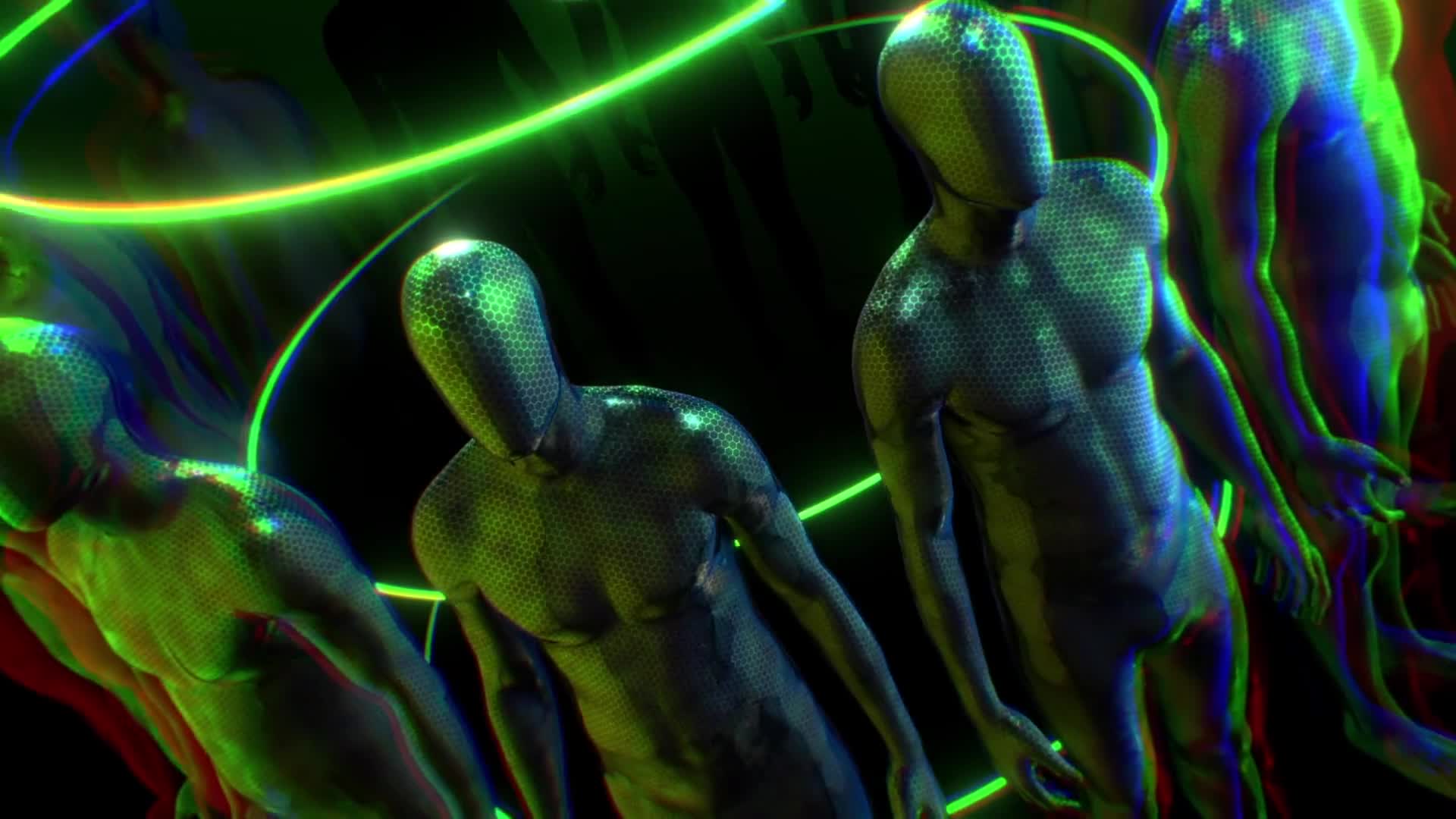 Dark Humanoid Statues In A Circle