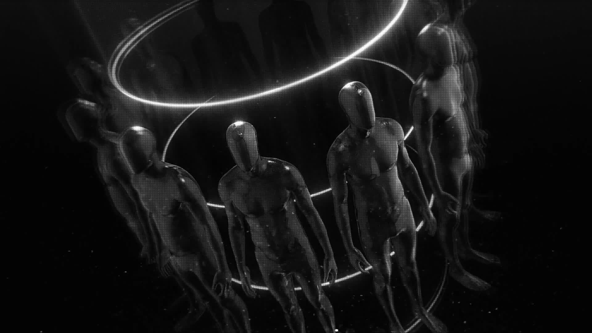 Dark Noir Humanoid Statues Circle