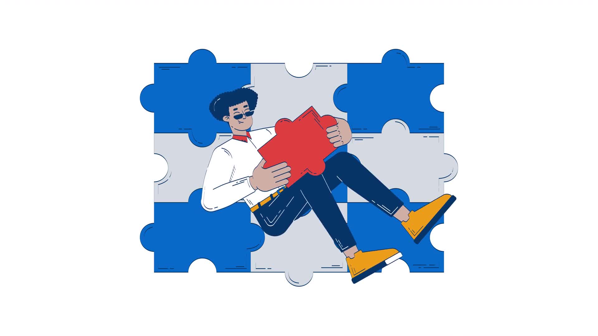 Employee Completing Puzzle