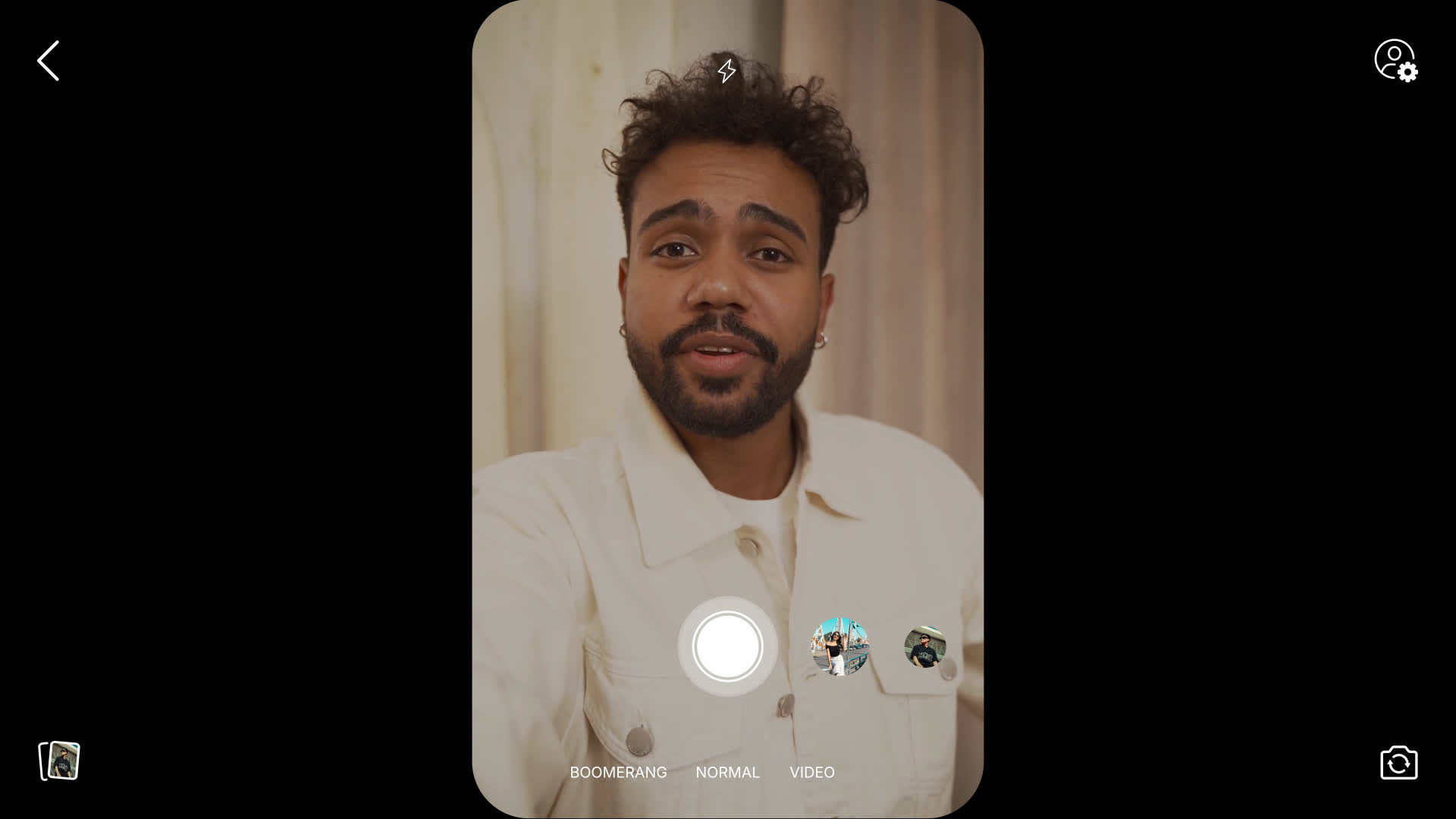 Facebook Story Video Recording Screen