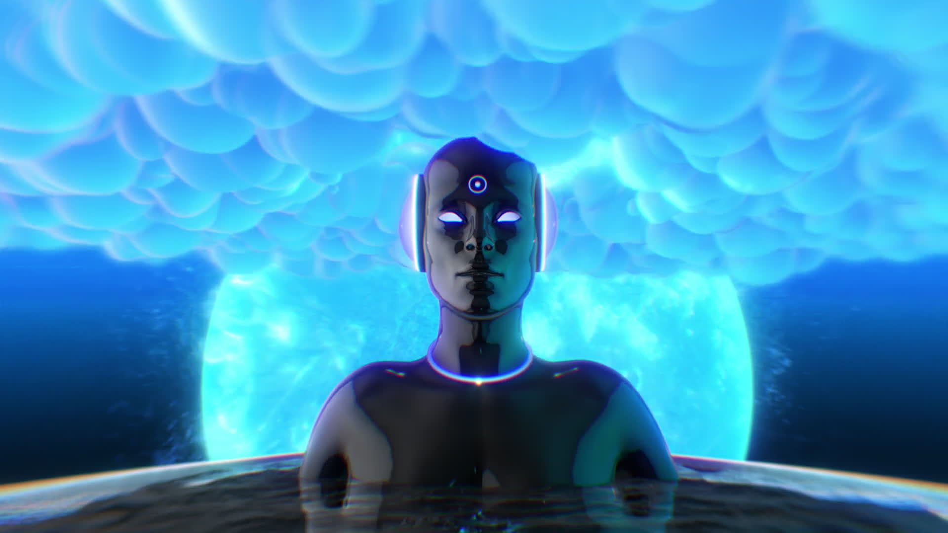 Female Head In The Clouds