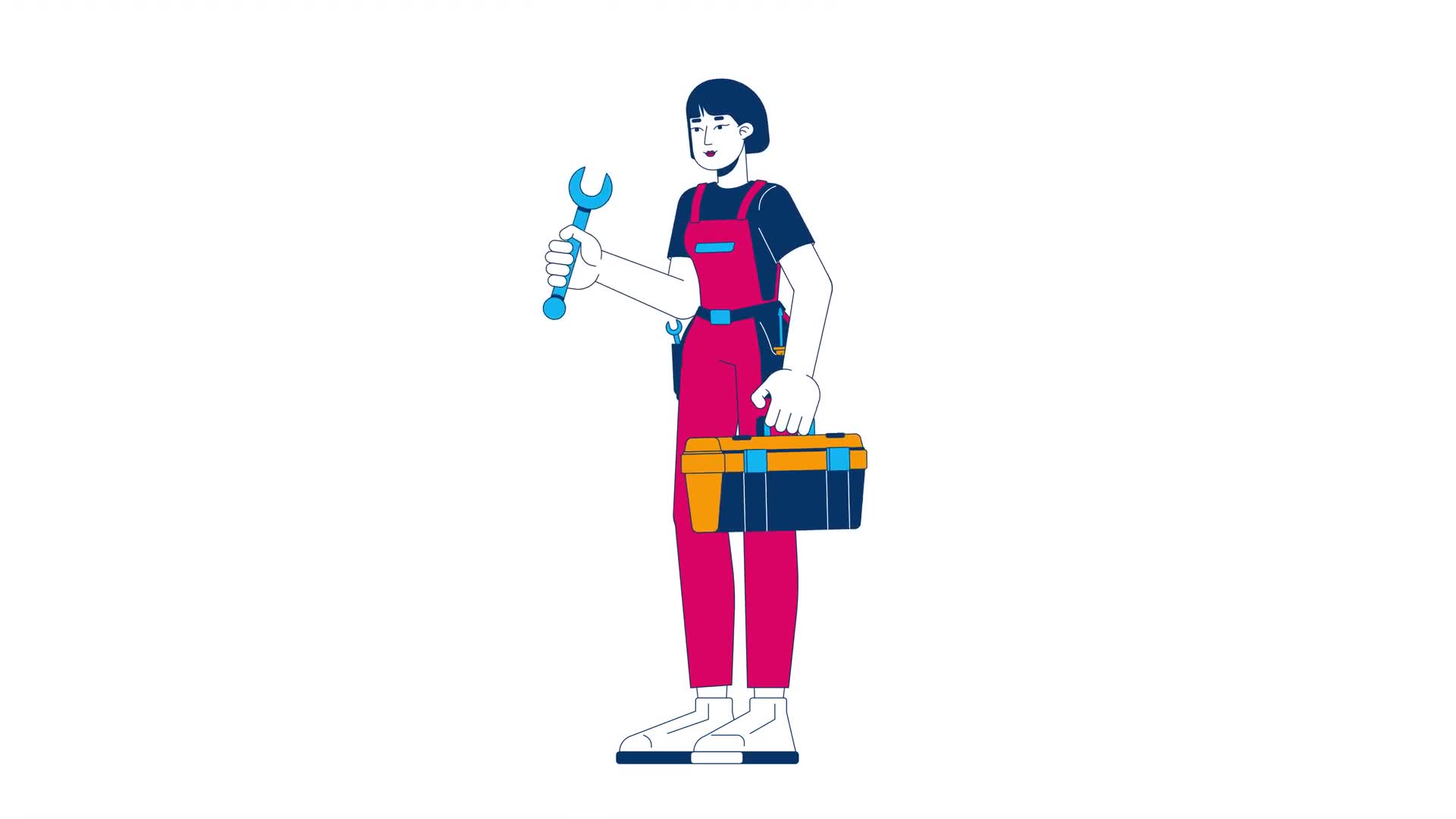 Female Mechanic Holding Wrench Toolbox