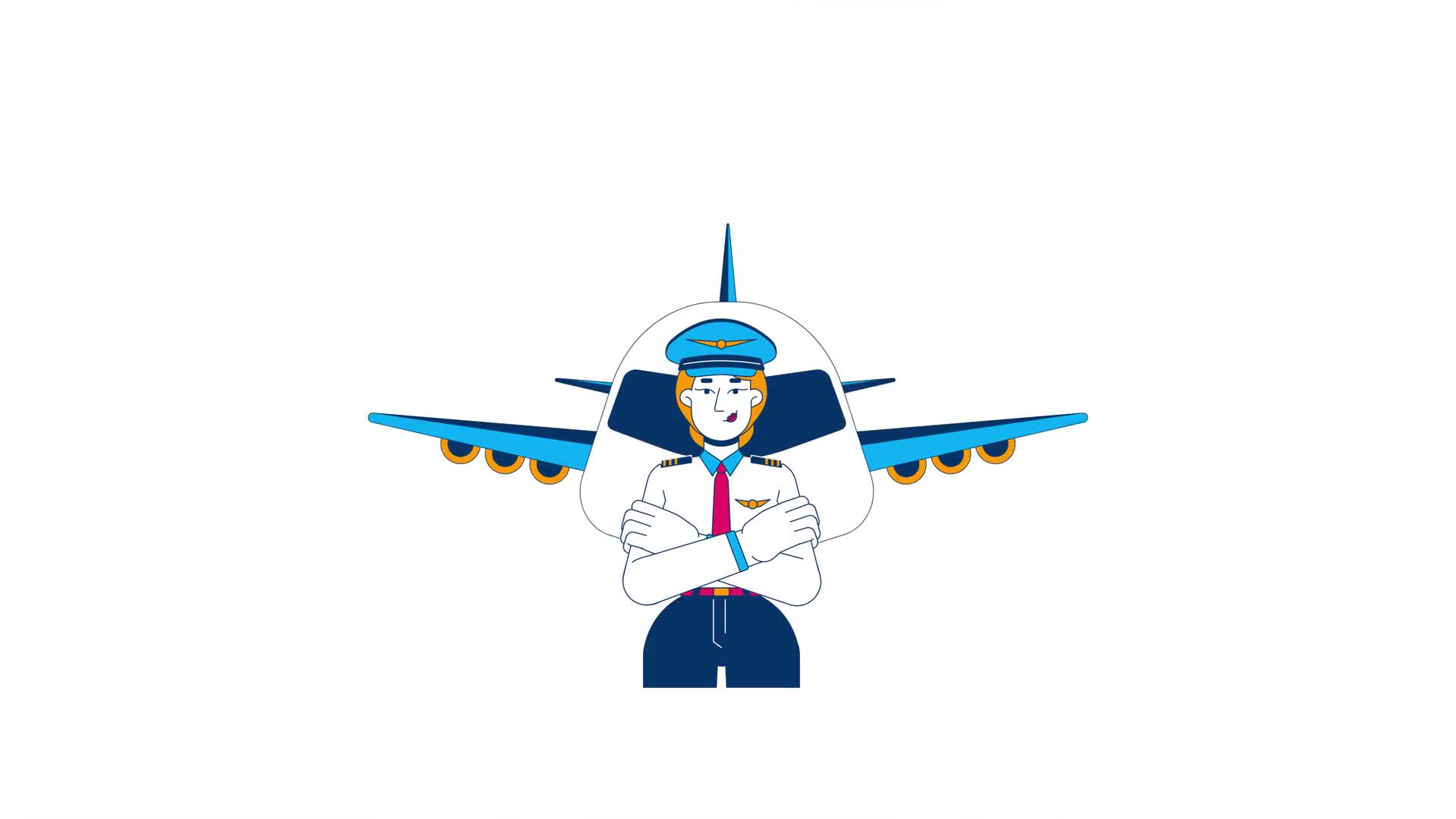 Female Pilot With Airplane