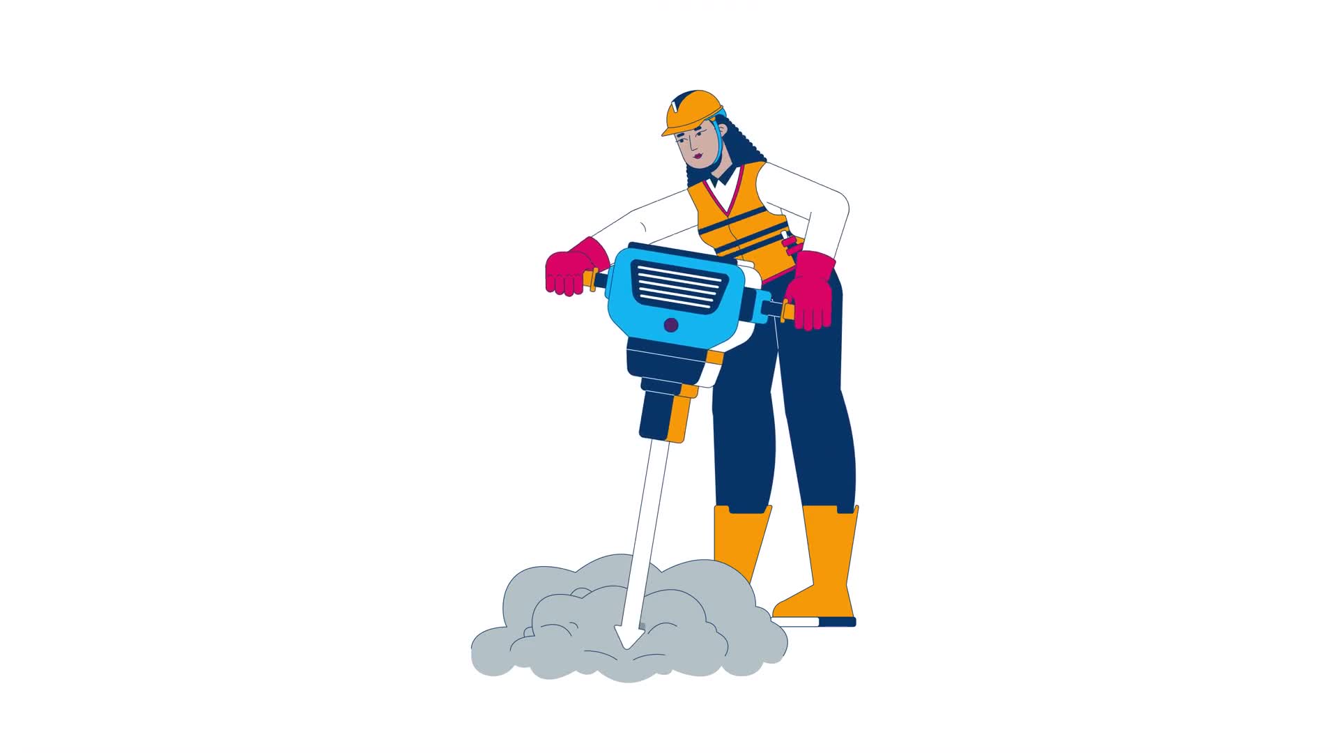 Female Road Construction Worker Jackhammer