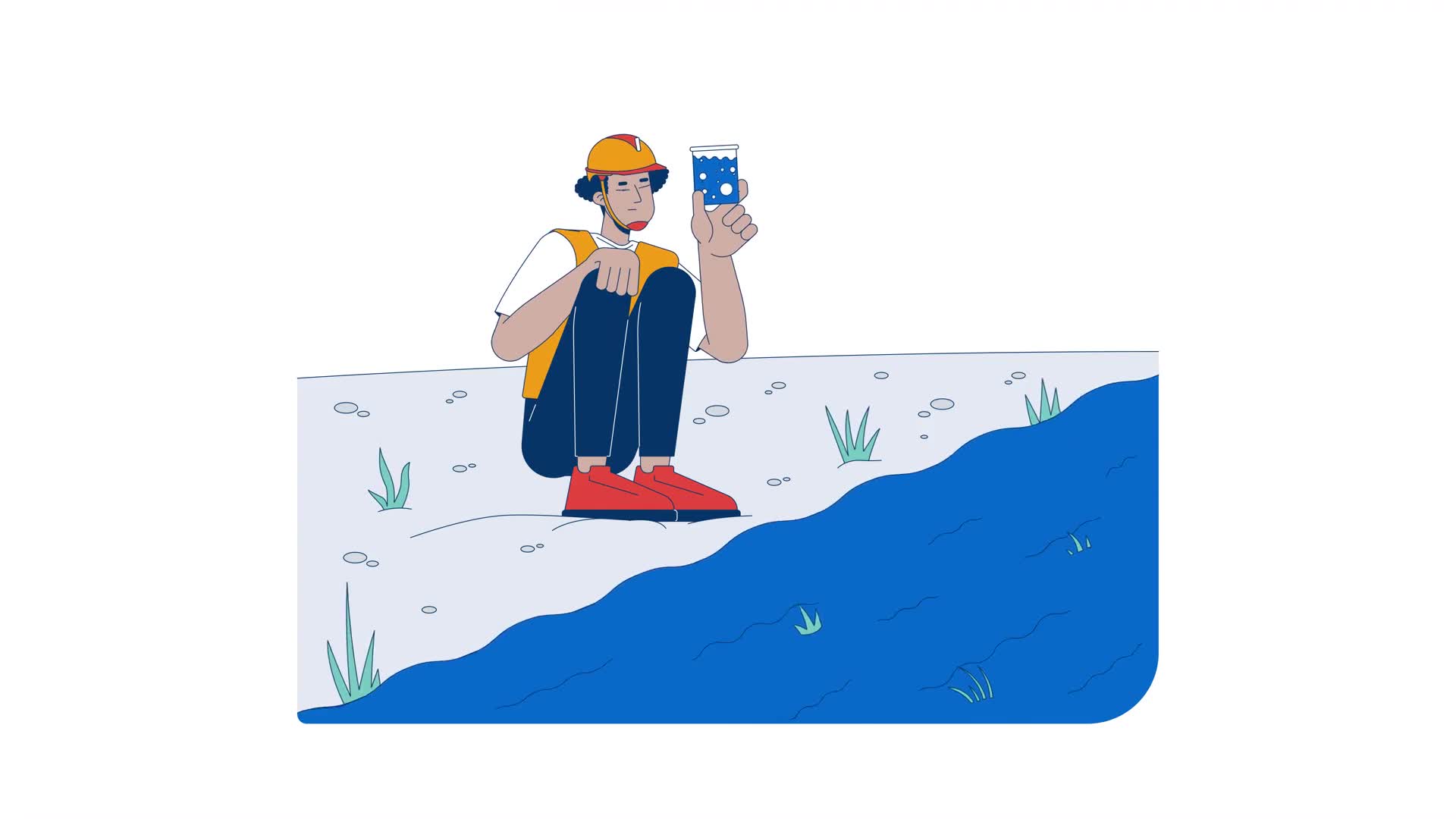 Field Worker Testing River Water Quality