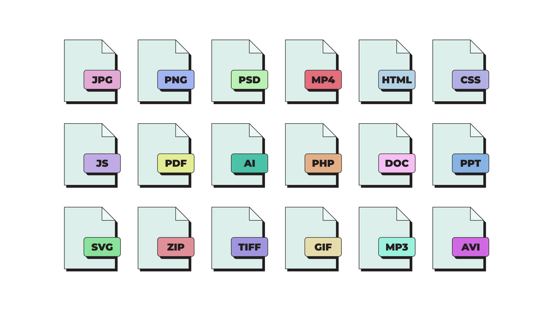File Format Document Neubrutalism UI Elements Set