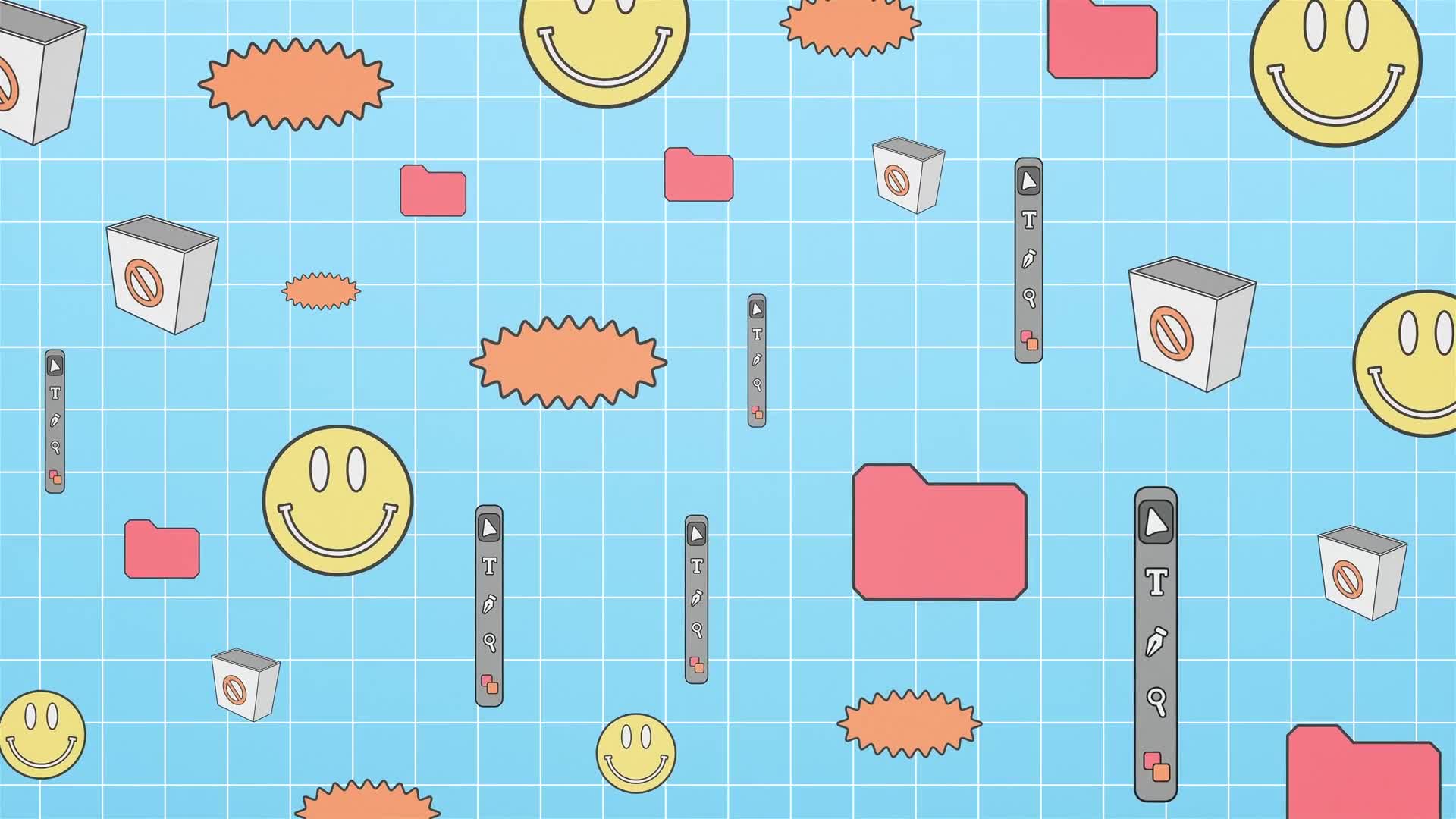 Floating Cartoon Graphics Scene