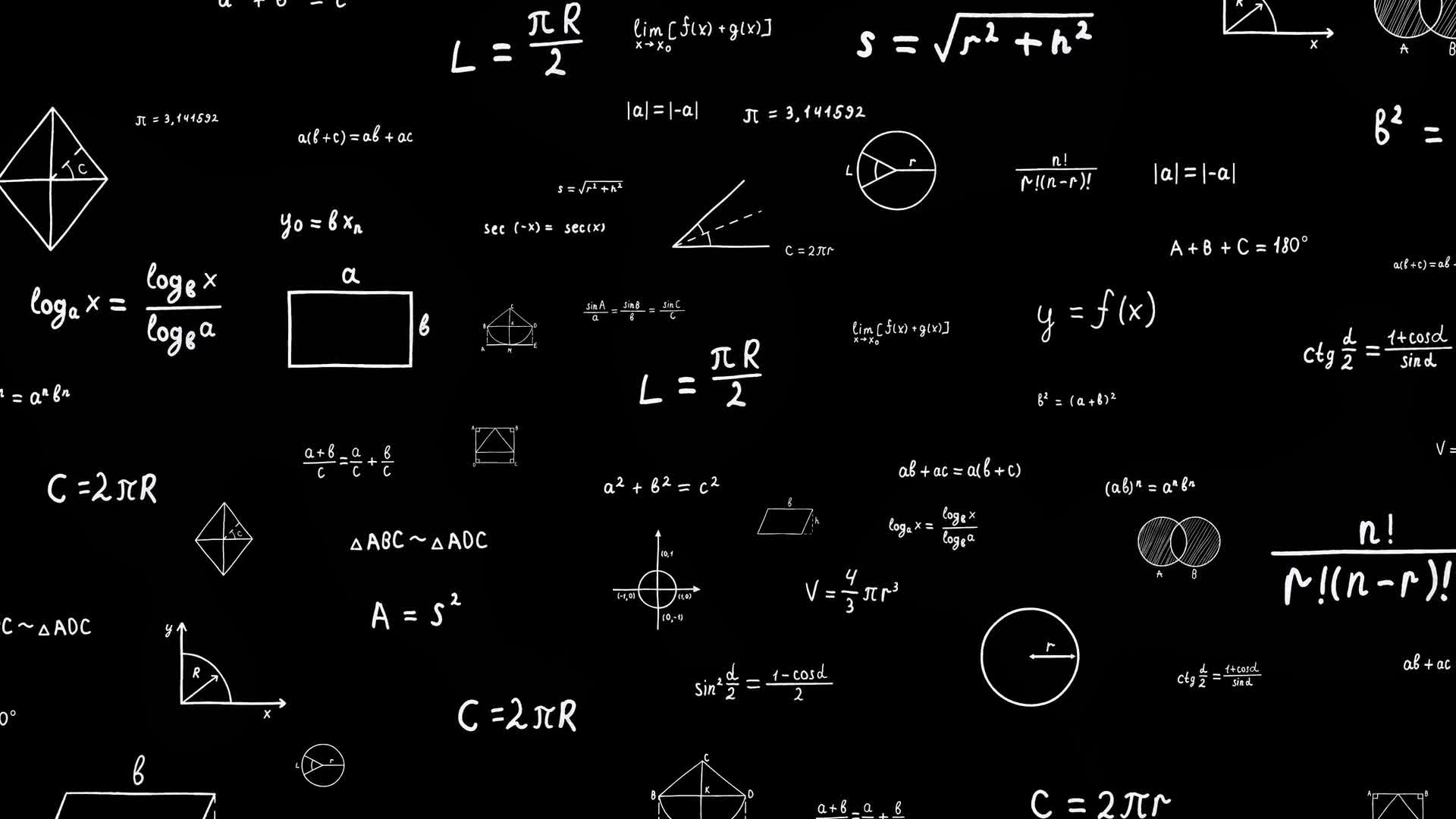 Floating Math Equations Animation