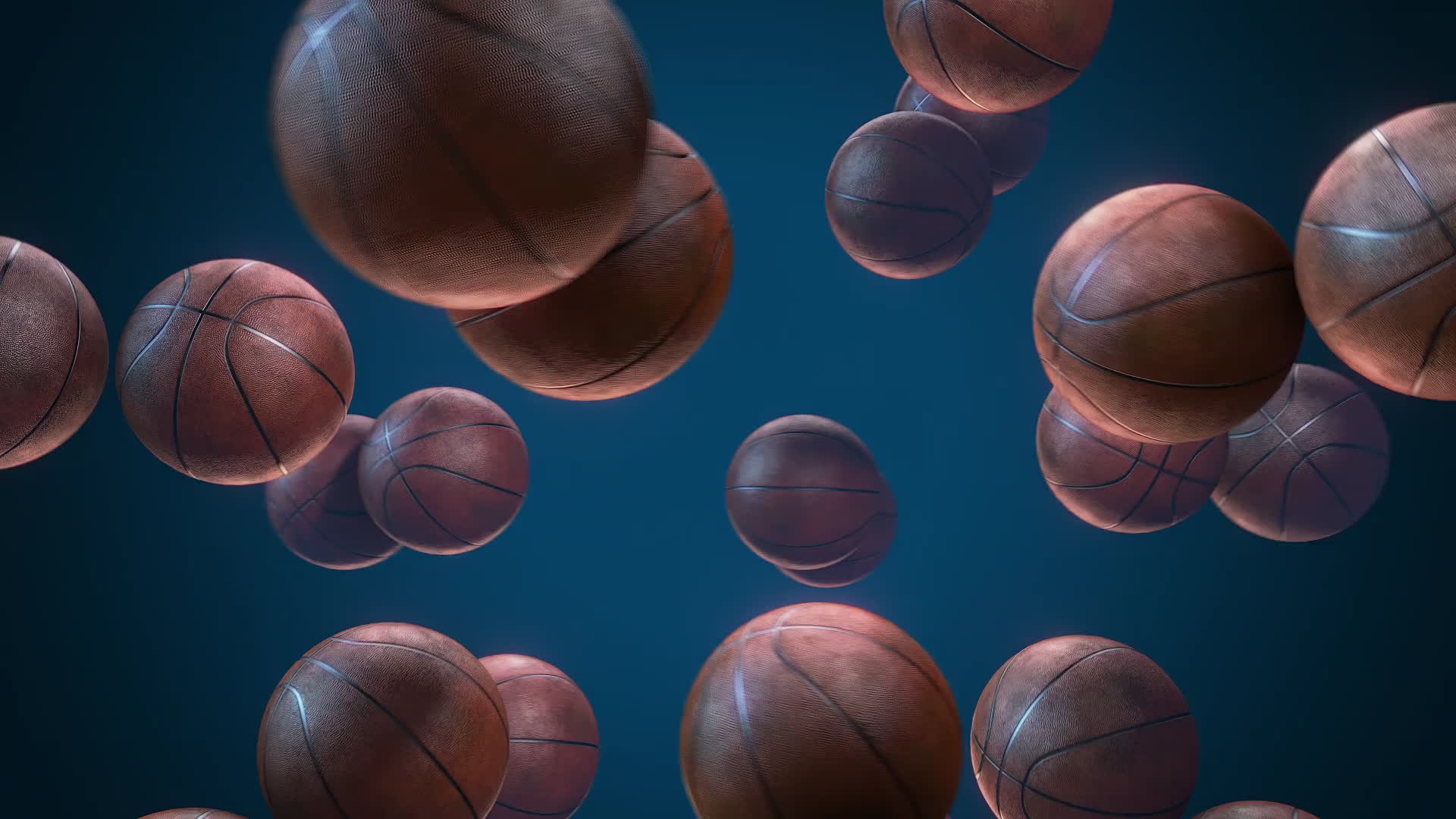 Flying Basketballs On A Grey Background