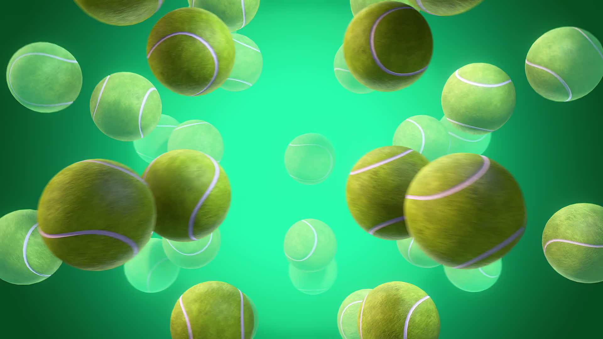 Flying Tennis Balls On Green