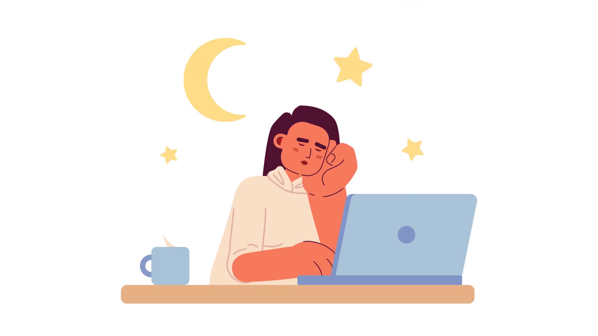 Freelancer woman falling asleep atwork
