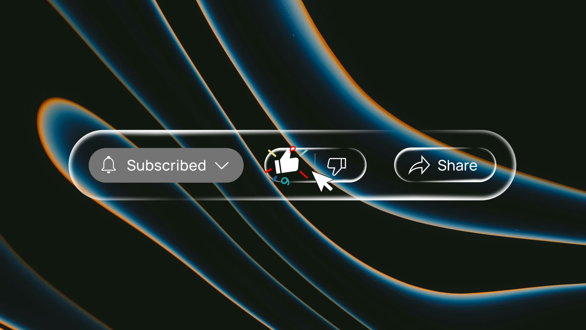 Frosted Glass Effect Subscribe Like Share Button Overlay