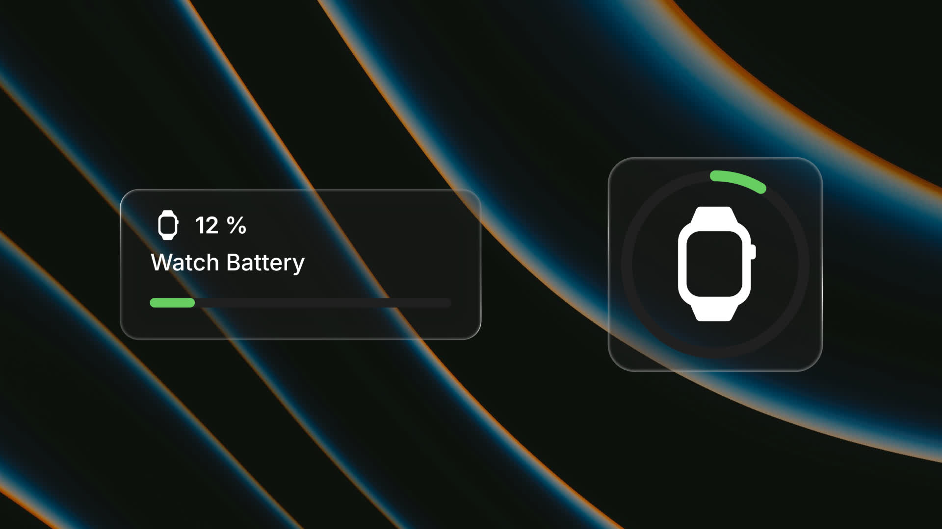 Frosted Glass Smartwatch Battery UI Widget