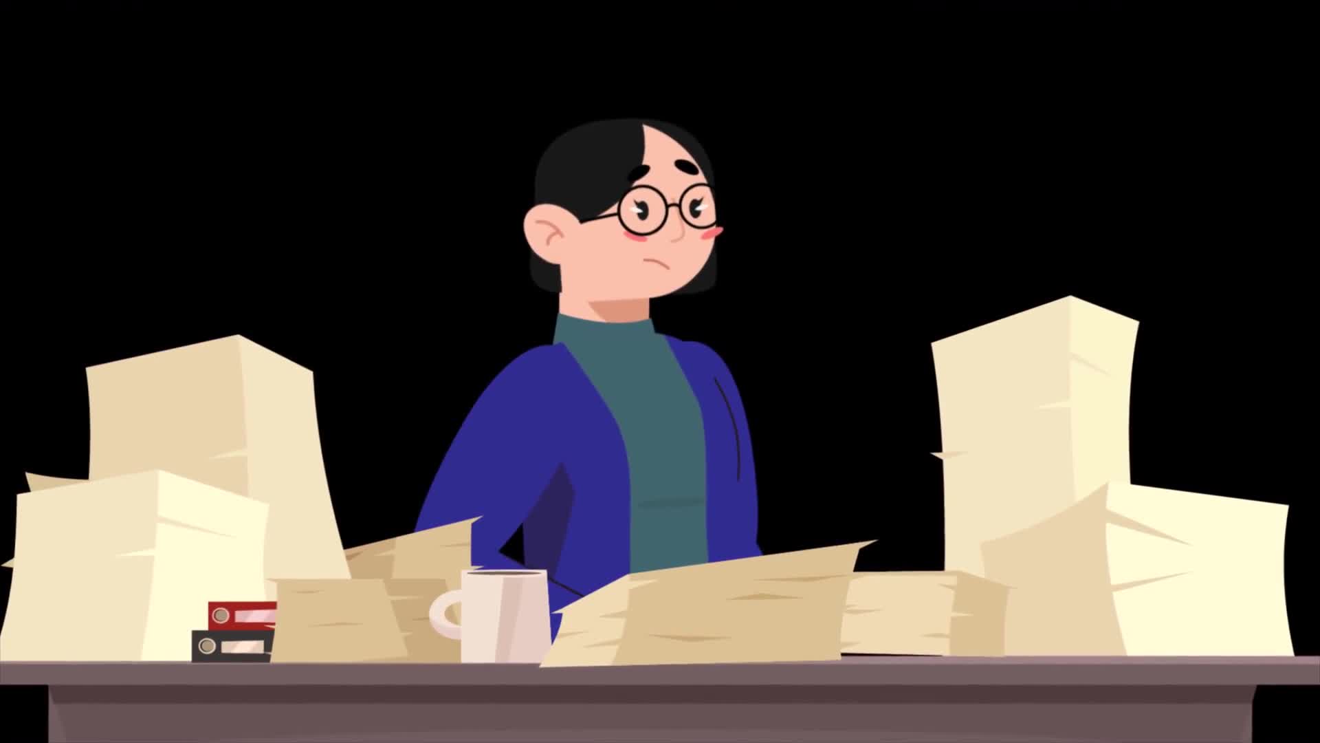 Frustrated Woman Surrounded By Piles Of Documents And Files On Alpha