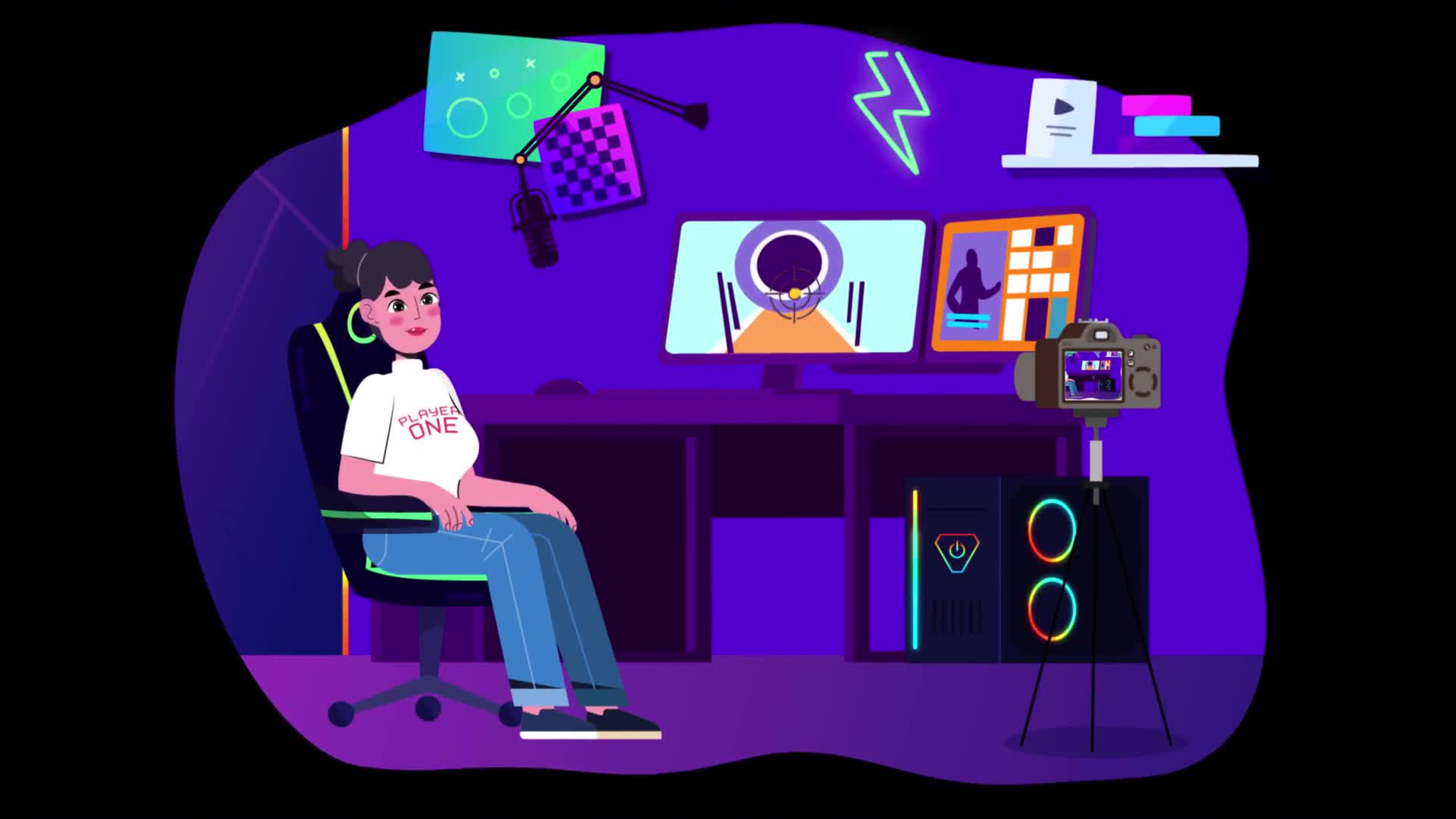 Gamer Girl YouTuber Recording A Video On Alpha