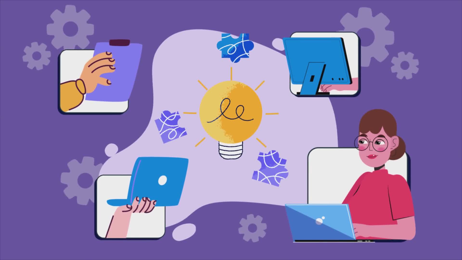 Girl Working On A Laptop And Brainstorming Ideas With Others