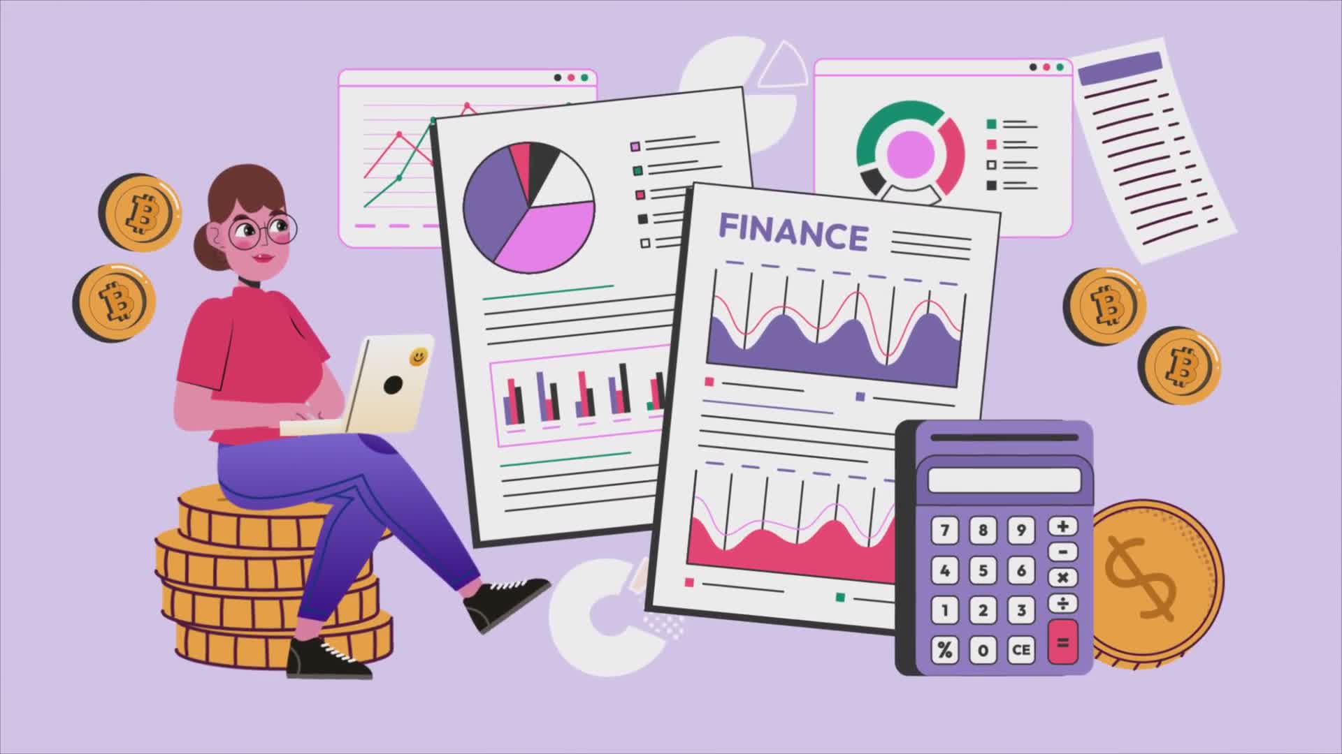 Girl Working On A Laptop And Managing Finances