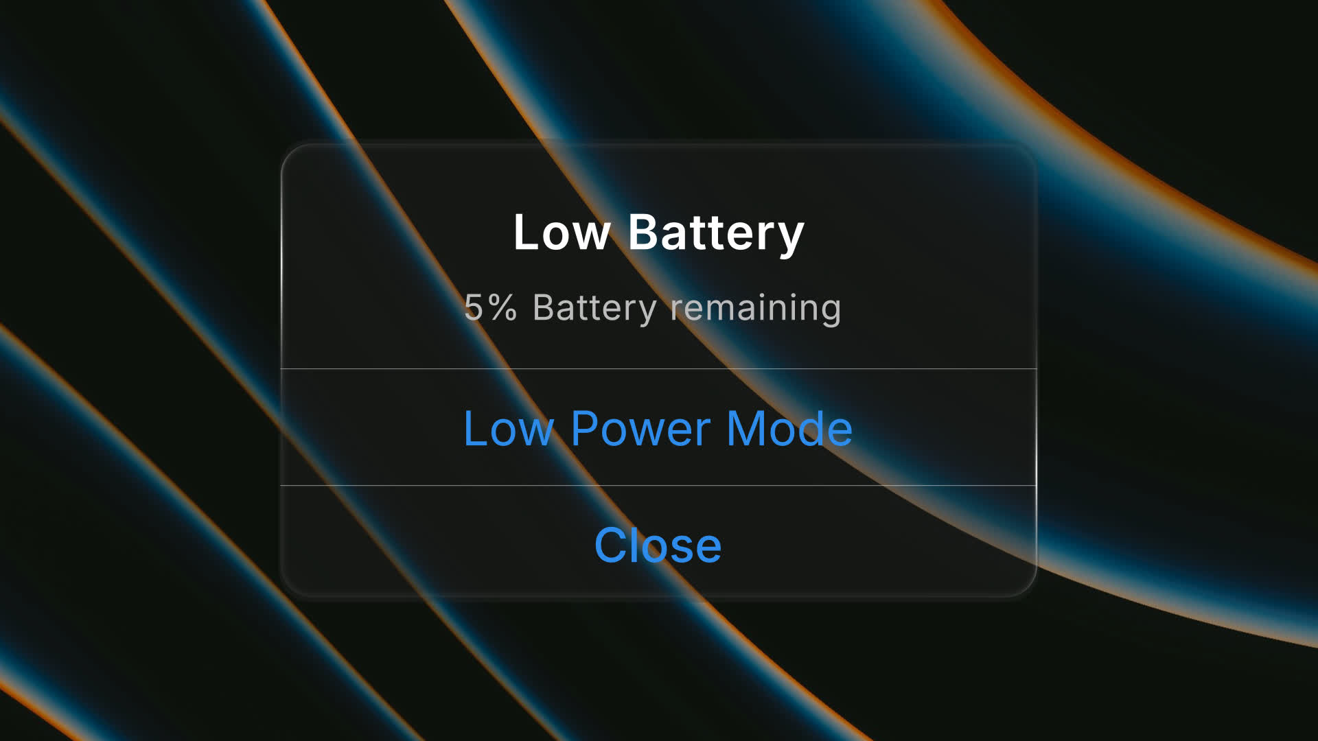 Glassmorphism Low Battery Alert
