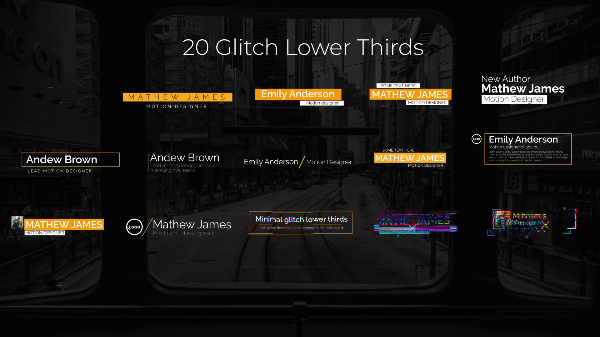 Orange Glitch Lower Thirds