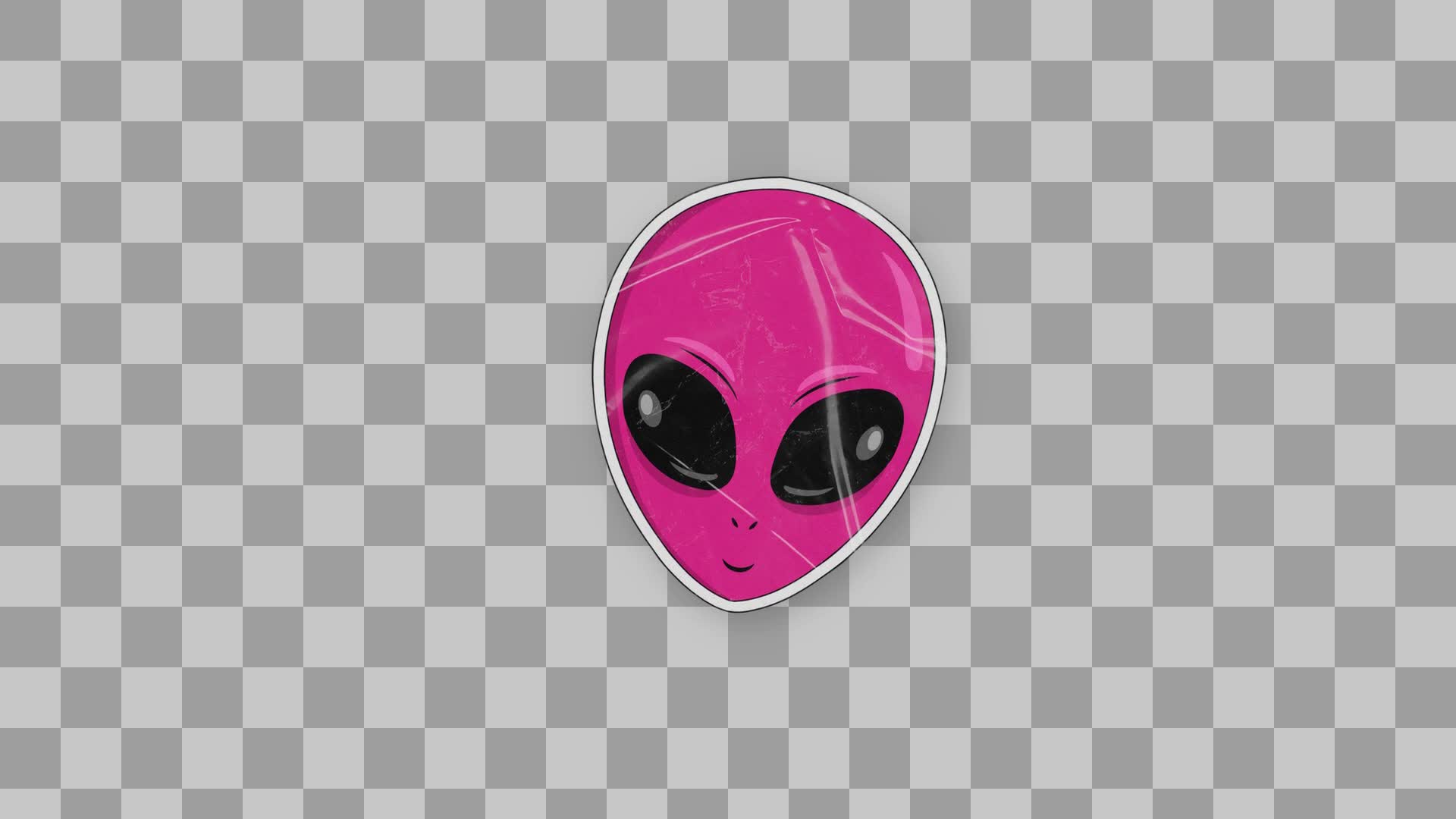 Glossy Pink Alien Head Sticker