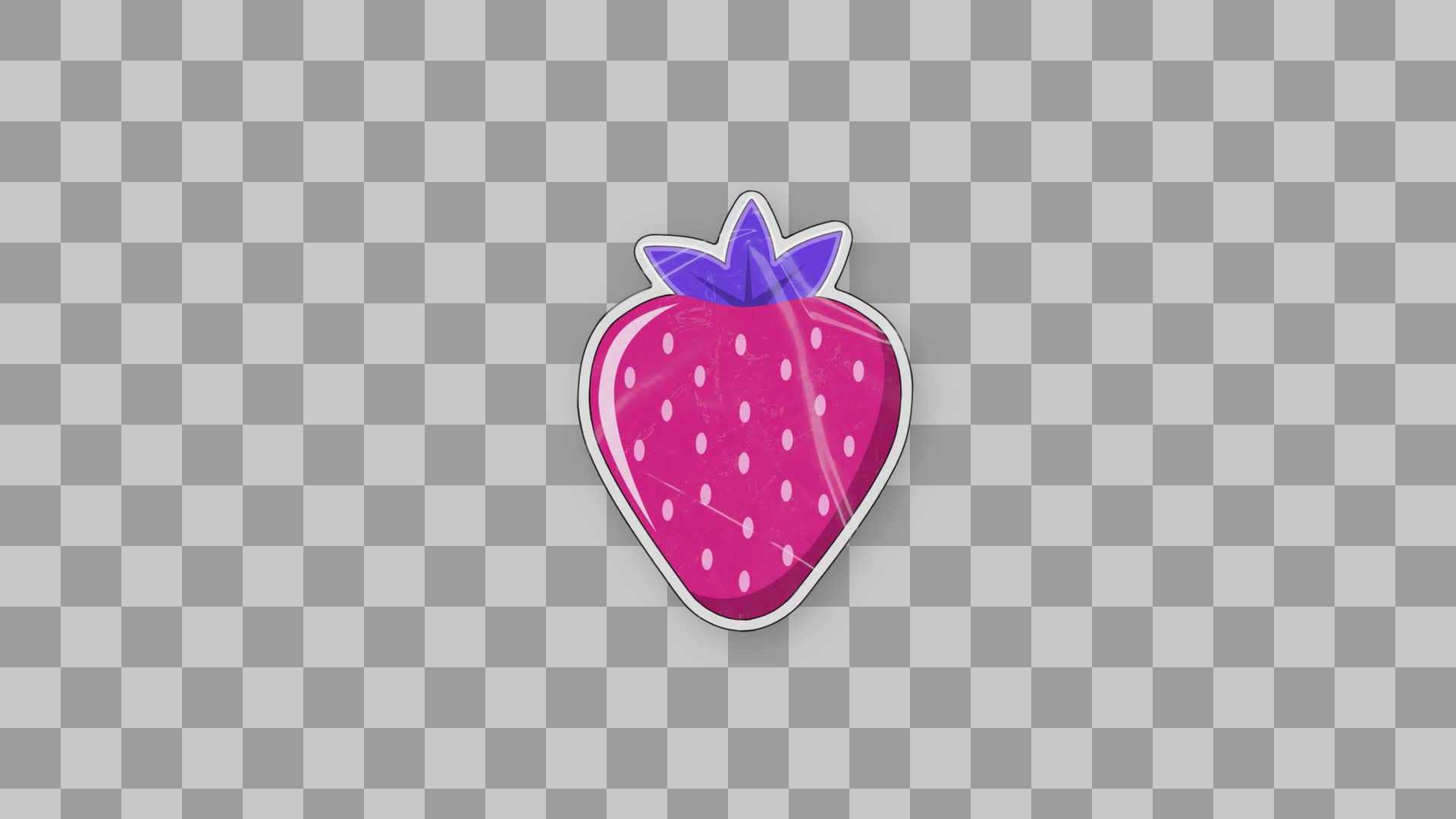 Glossy Pink Strawberry Sticker