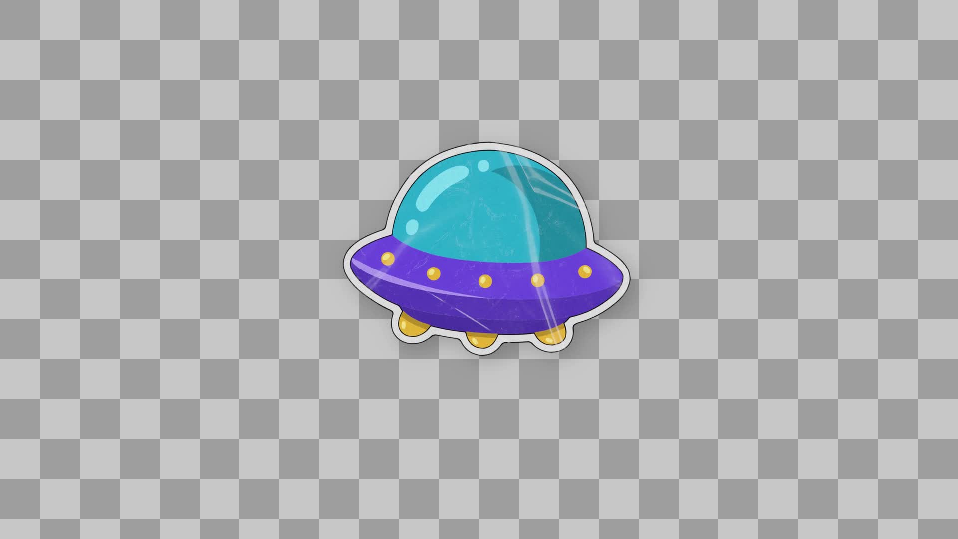 Glossy Purple UFO Ship Sticker