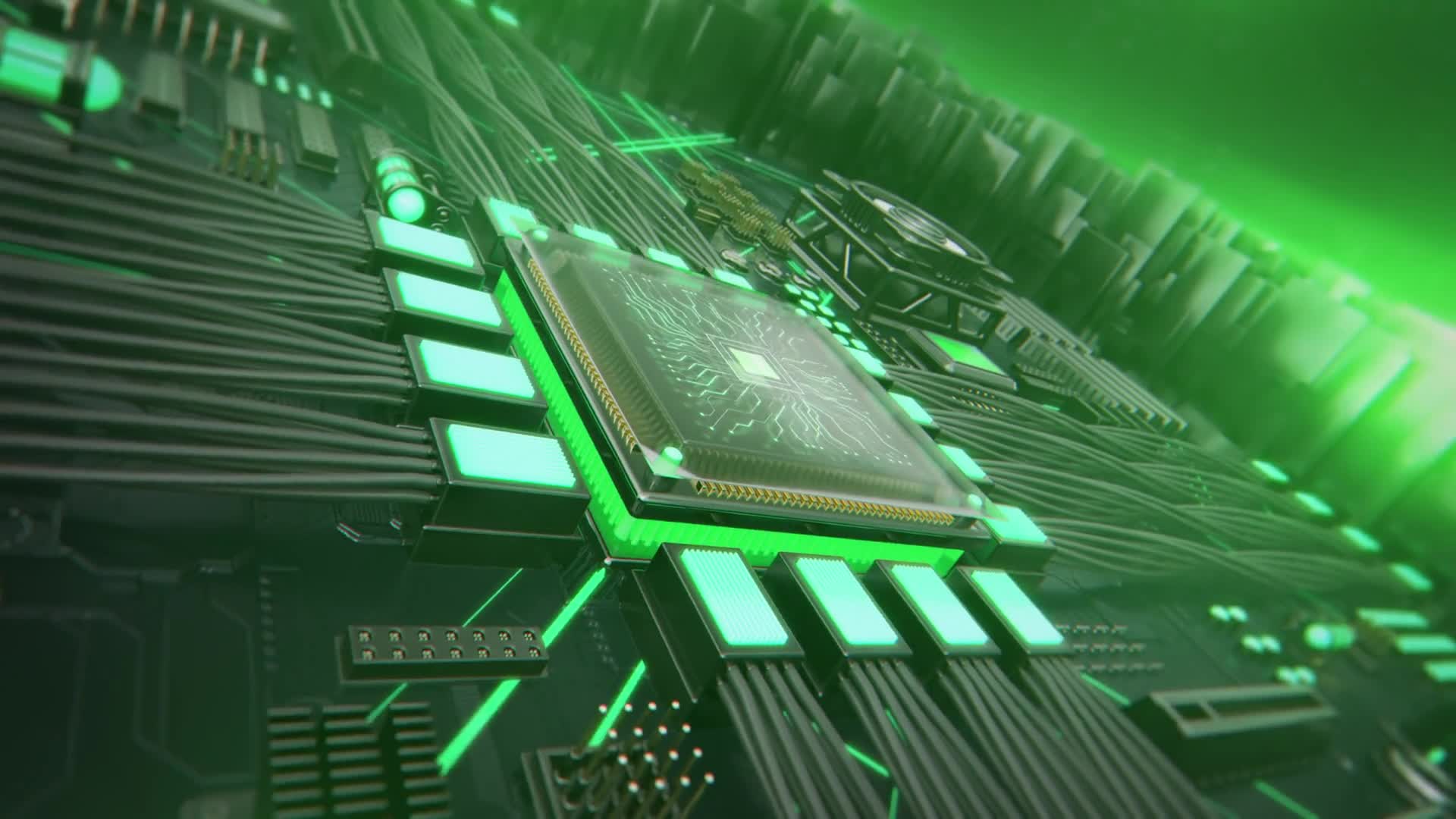 Glowing CPU Tech Background