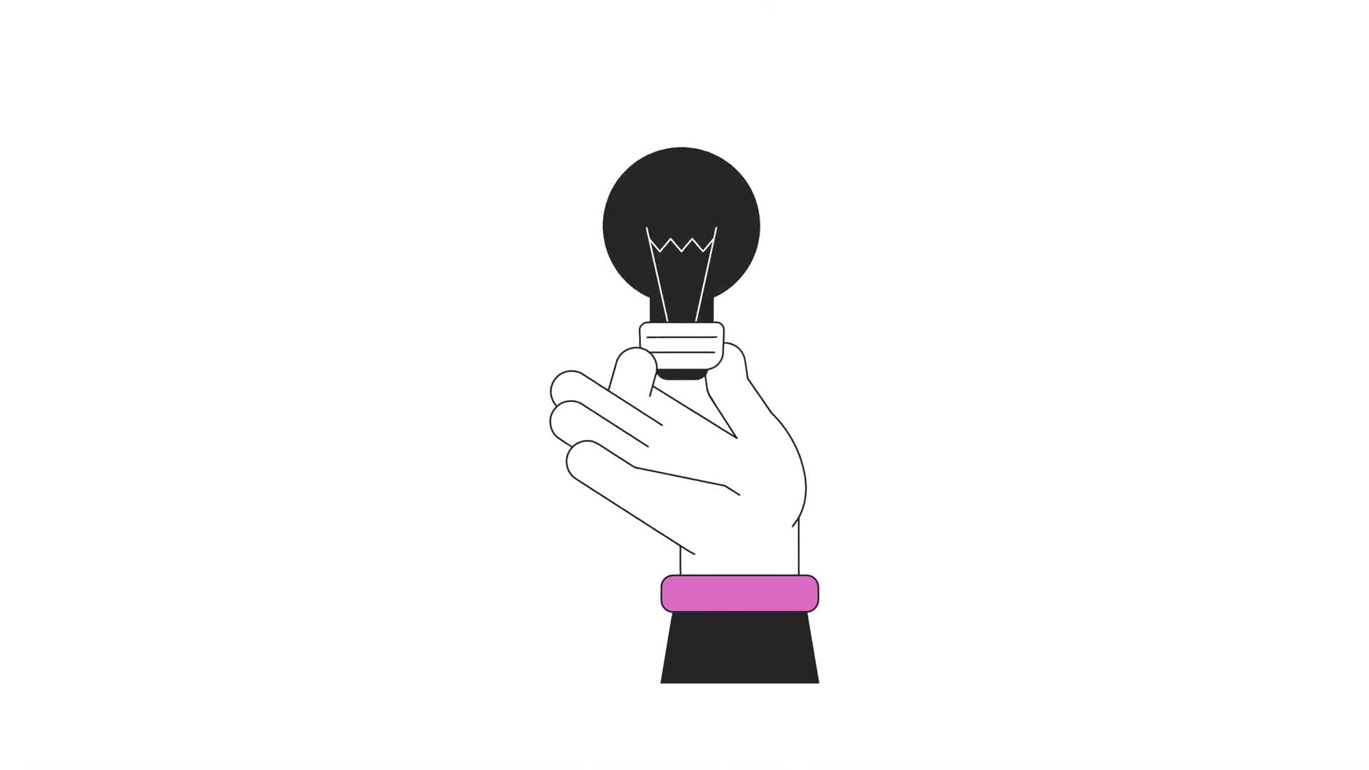 Glowing Lightbulb Holding Character Hand