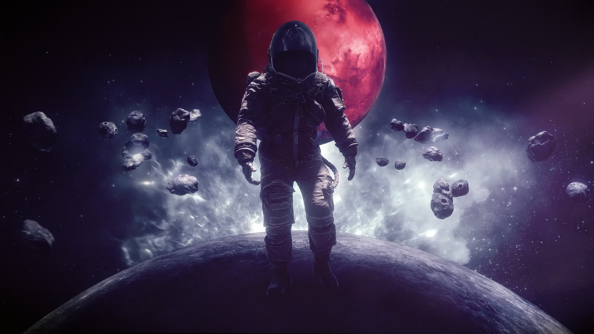 Grey Astronaut Sci Fi Space Walk Towards