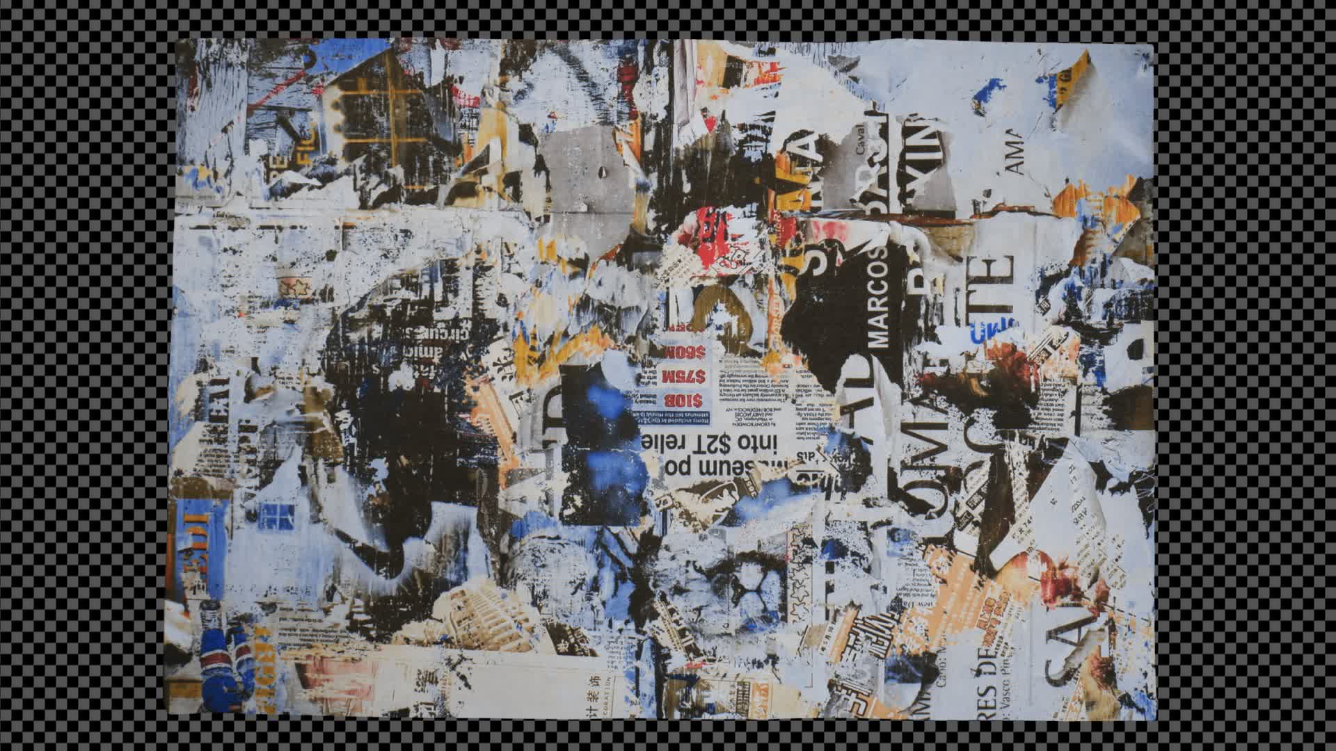 Grunge Collage Texture On Alpha