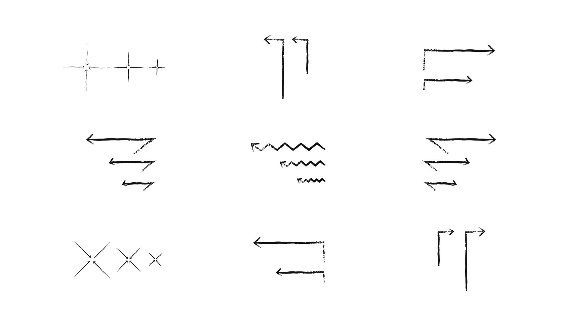 Grunge Doodle Angle Turn Zigzag Arrows