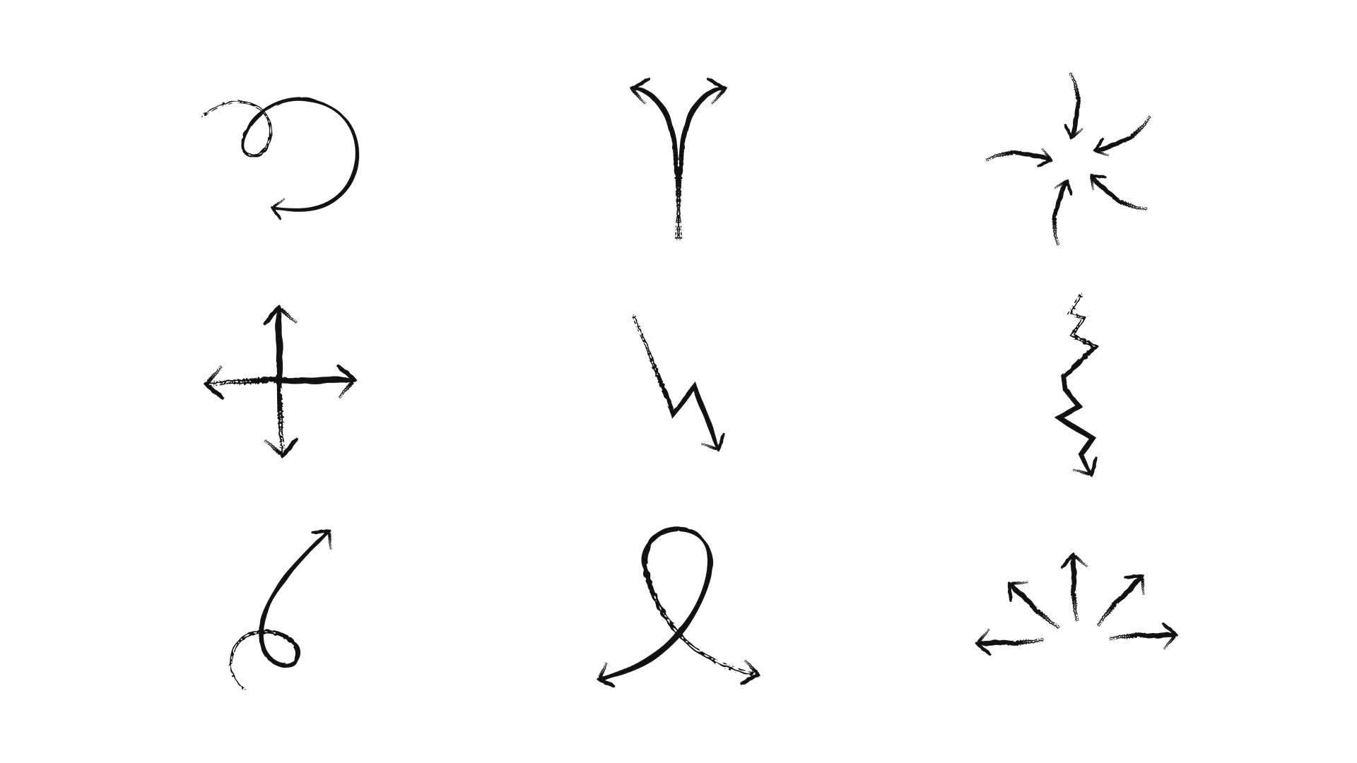 Grunge Doodle Directional And Zigzag Arrows