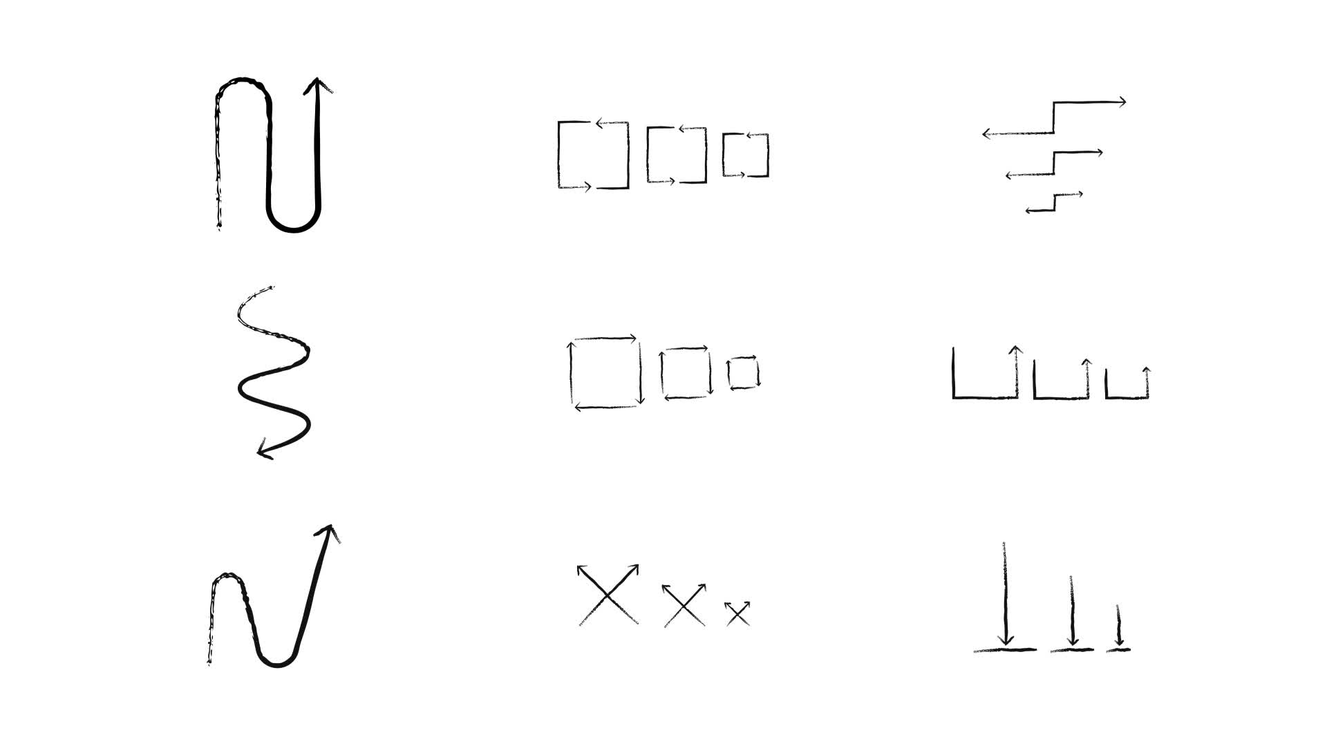 Grunge Doodle Minimal Geometric Arrows Set