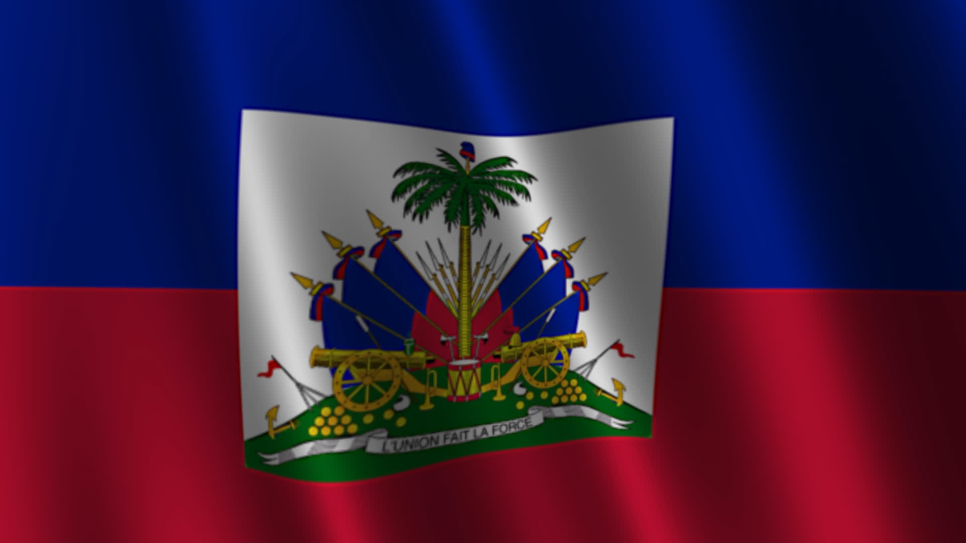 Haiti National Flag Waving Background