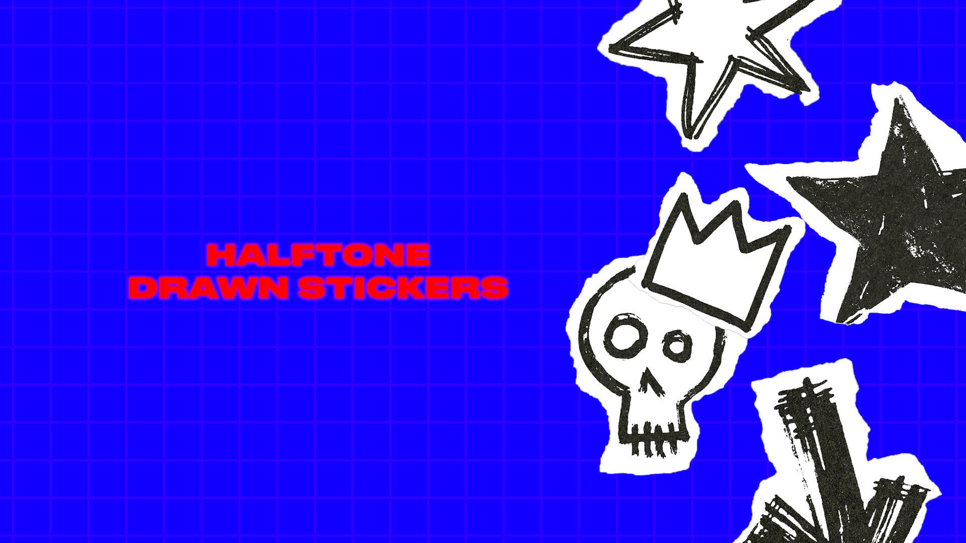 Halftone Hand Drawn Stickers