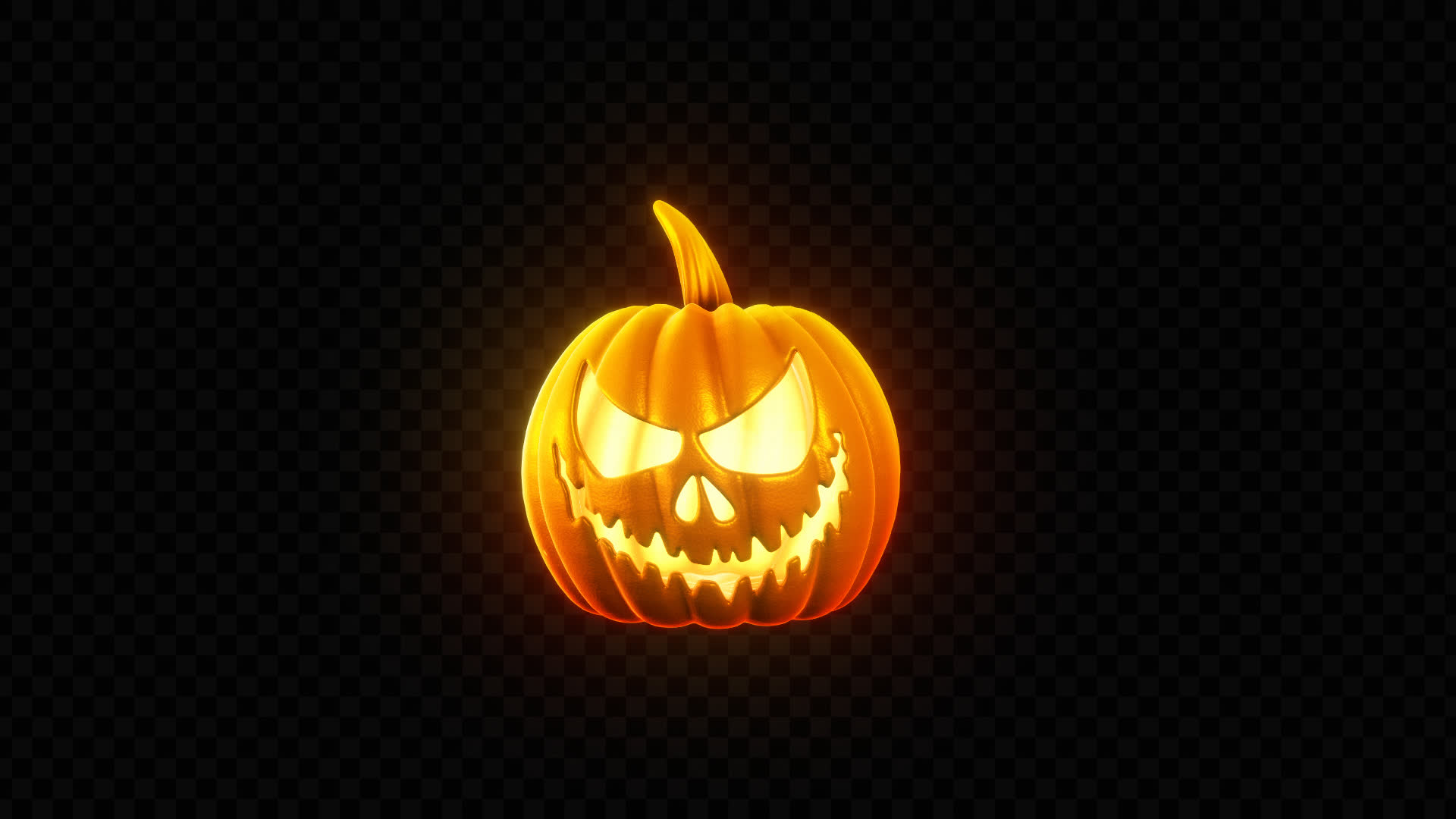 Halloween 3D Glowing Pumpkin on Alpha